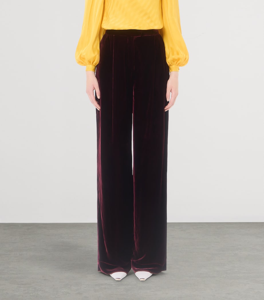Valentino Womens Velvet Wide-Leg Trousers Image 3