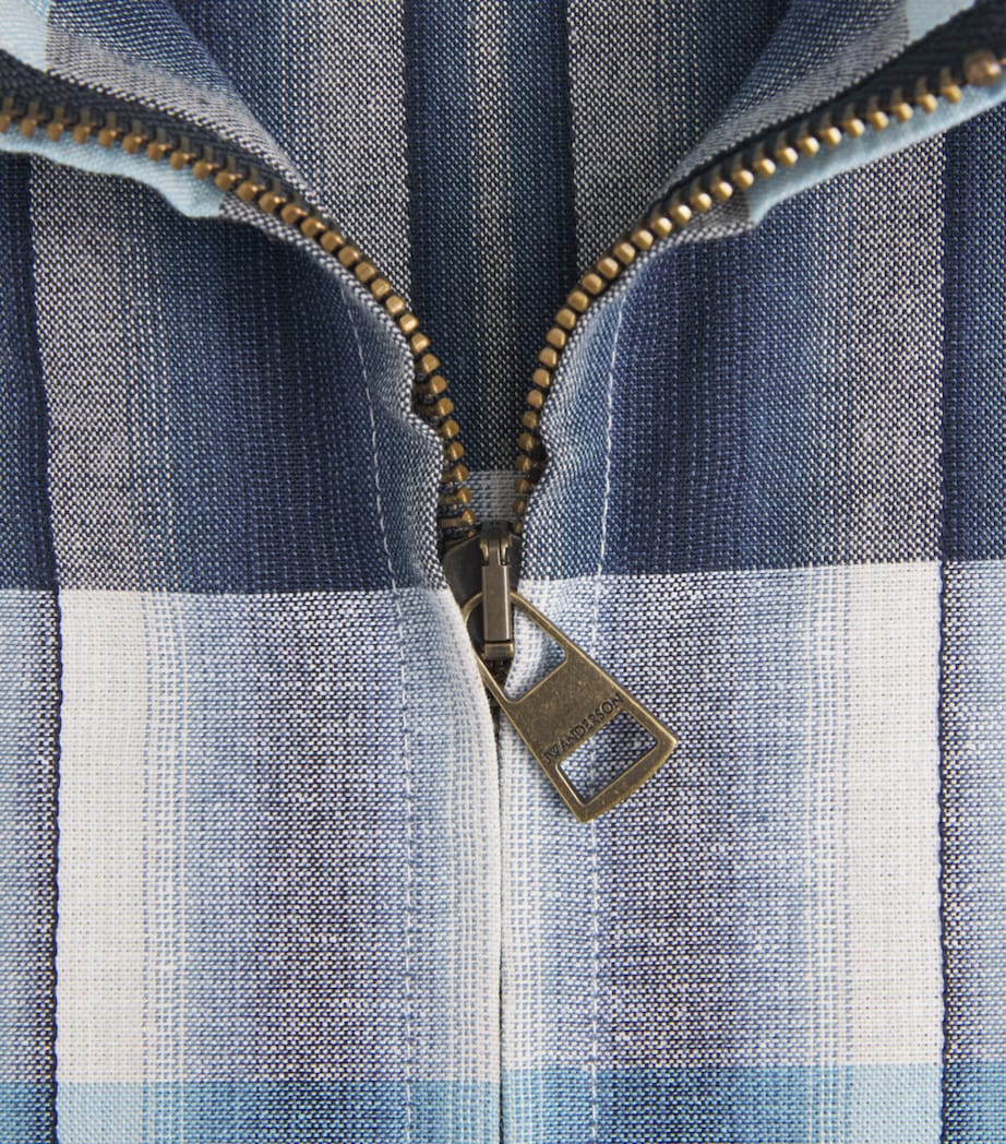 JW Anderson Mens Cotton Check Bomber Jacket Navy/blue Image 6