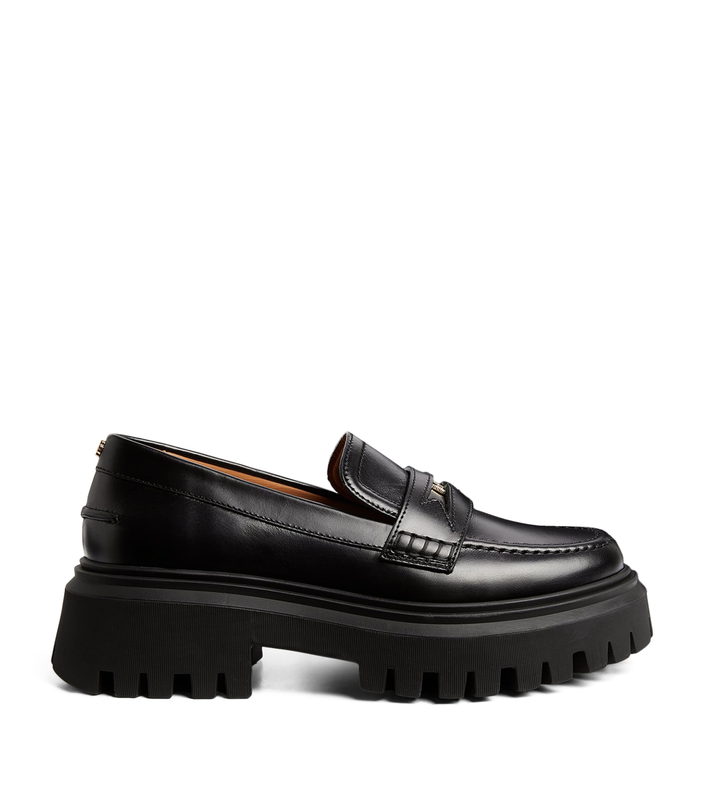 Maje Leather Loafers In Black