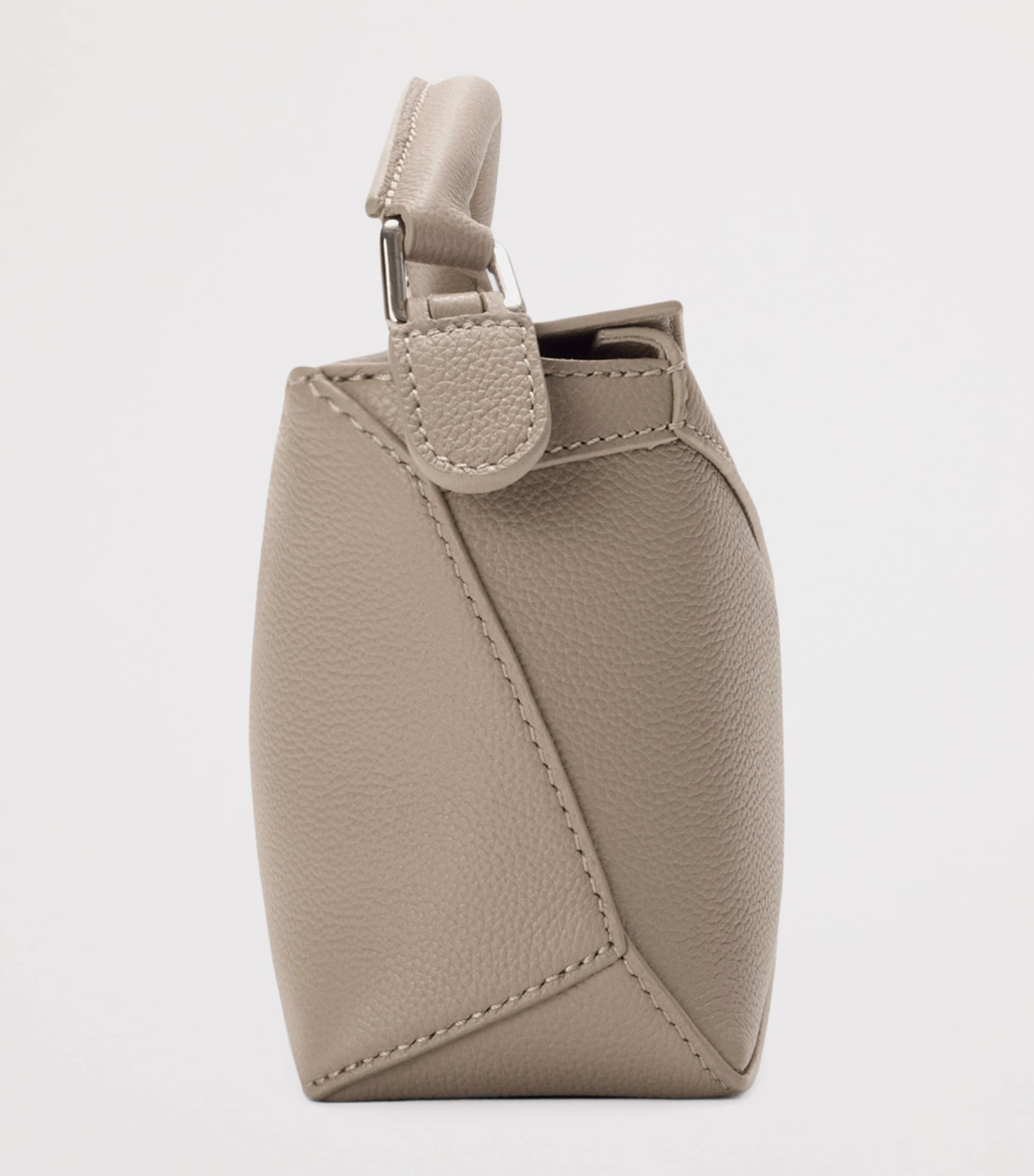 Mini Leather Puzzle Edge Top-Handle Bag CLAY Image 4