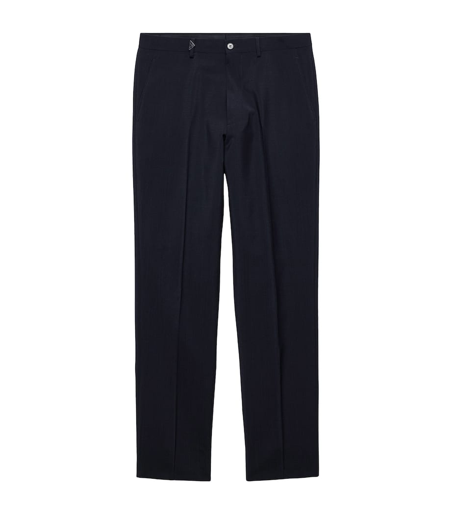 Prada Mens Wool-Mohair Trousers Blue Image 1