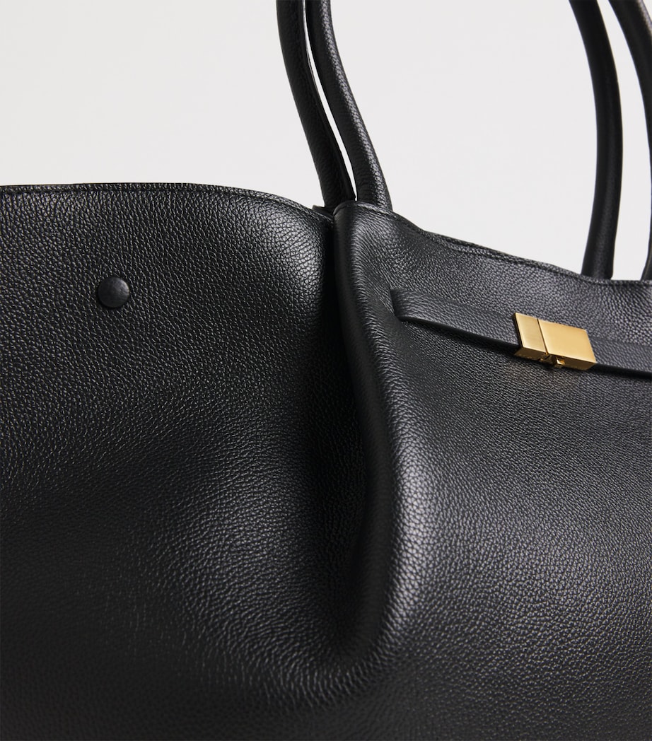 Leather New York Tote Bag BLACK Image 6