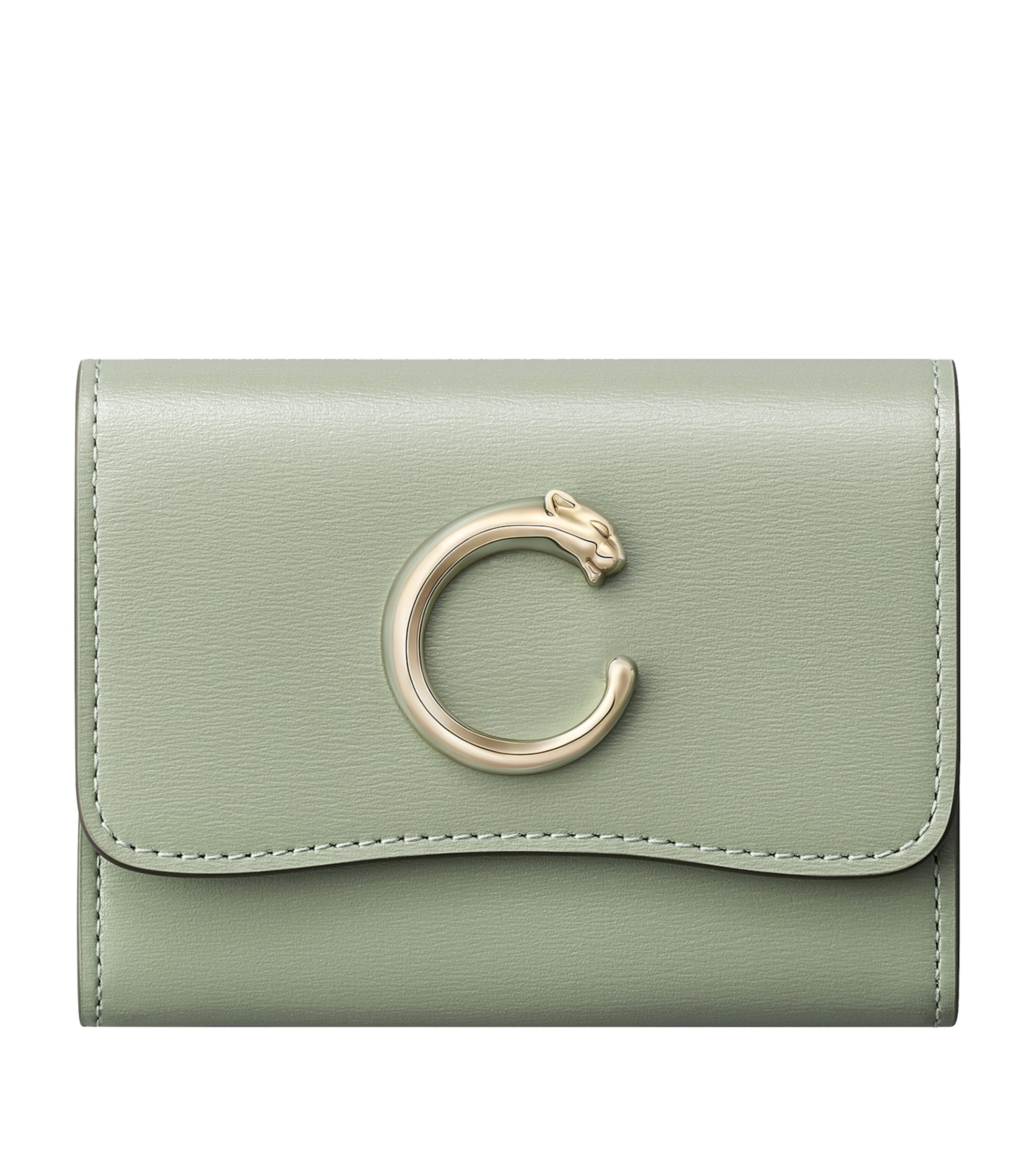 Calfskin Panthère de Cartier Mini Wallet SAGE GREEN Image 1