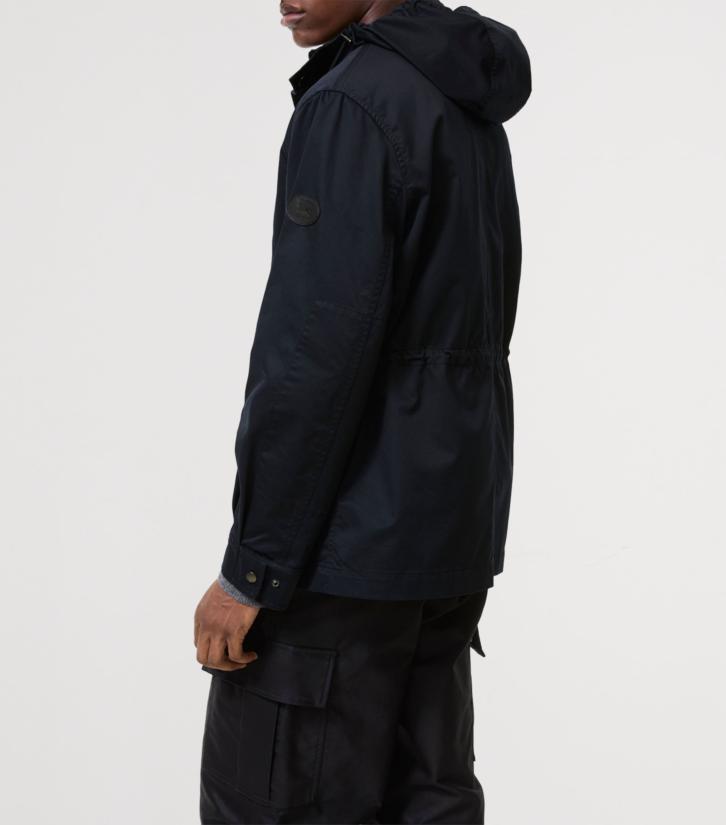 Burberry Mens Cotton Gabardine Hooded Jacket Coal Blue Image 4