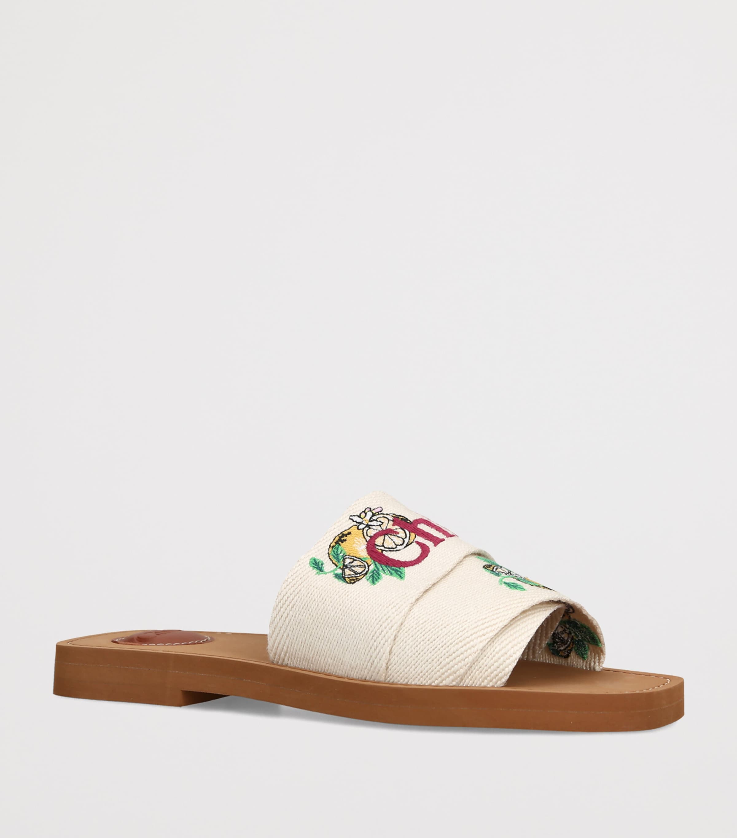 Chloé Canvas Jacquard Woody Sandals Yellow Image 2
