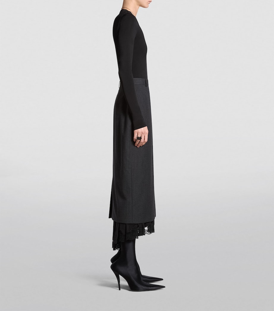 Balenciaga Womens Lace-Trim Pinstripe Pencil Skirt Image 5