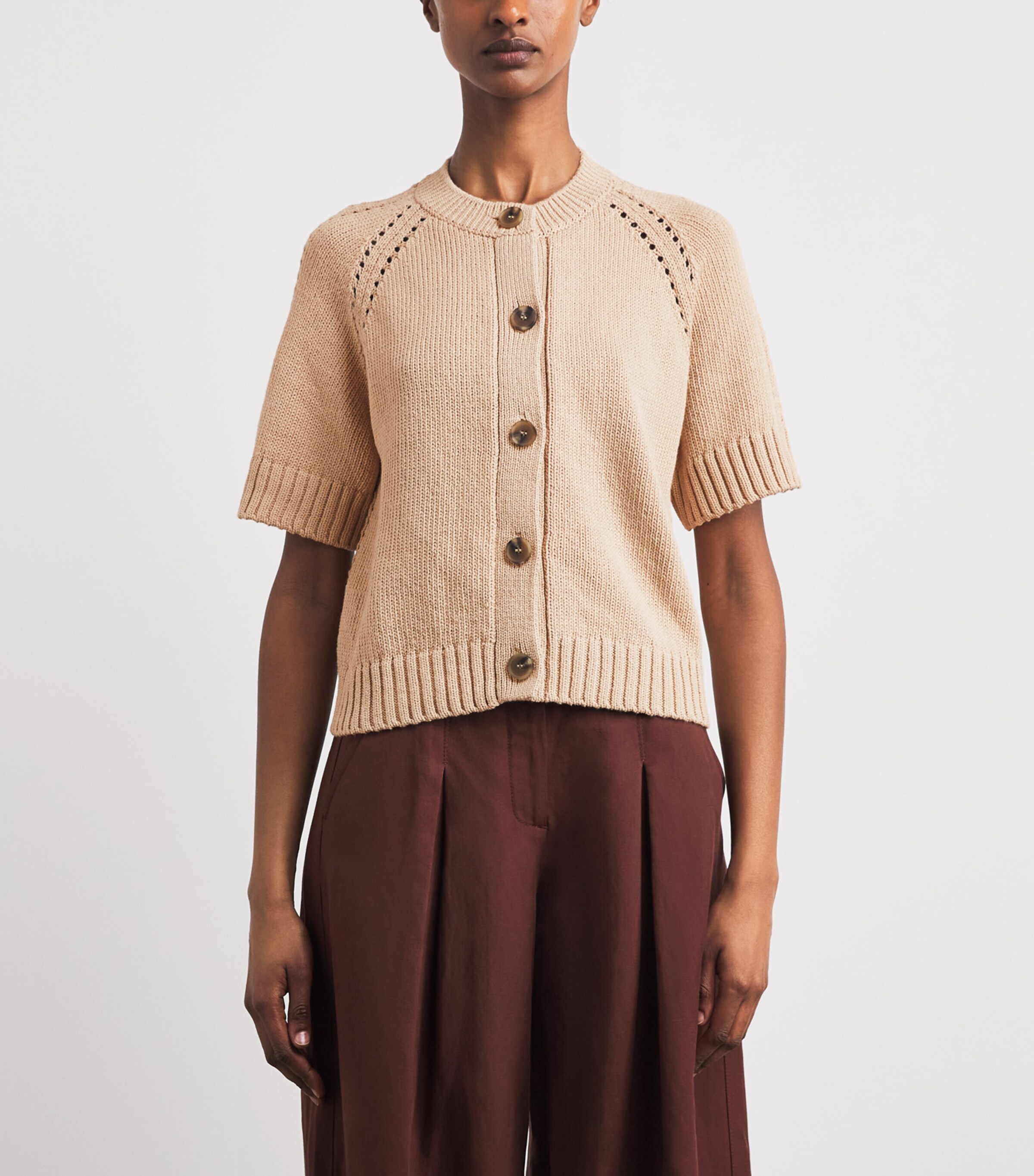 ME+EM Womens Organic Cotton Knit Top Stone Image 4