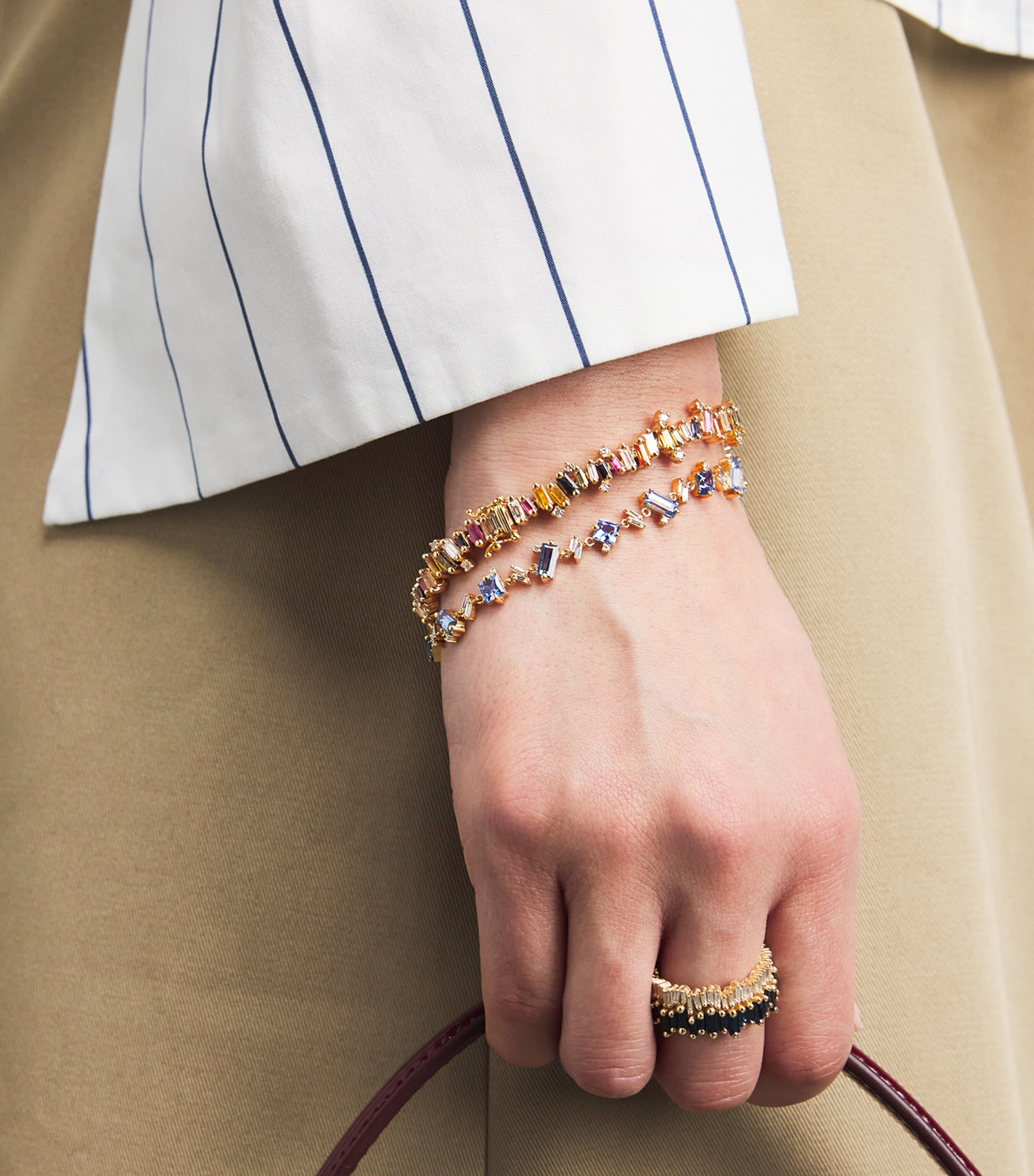 Suzanne Kalan Yellow Gold, Diamond and Rainbow Sapphire Bold Burst Tennis Bracelet Yg/rs Image 2