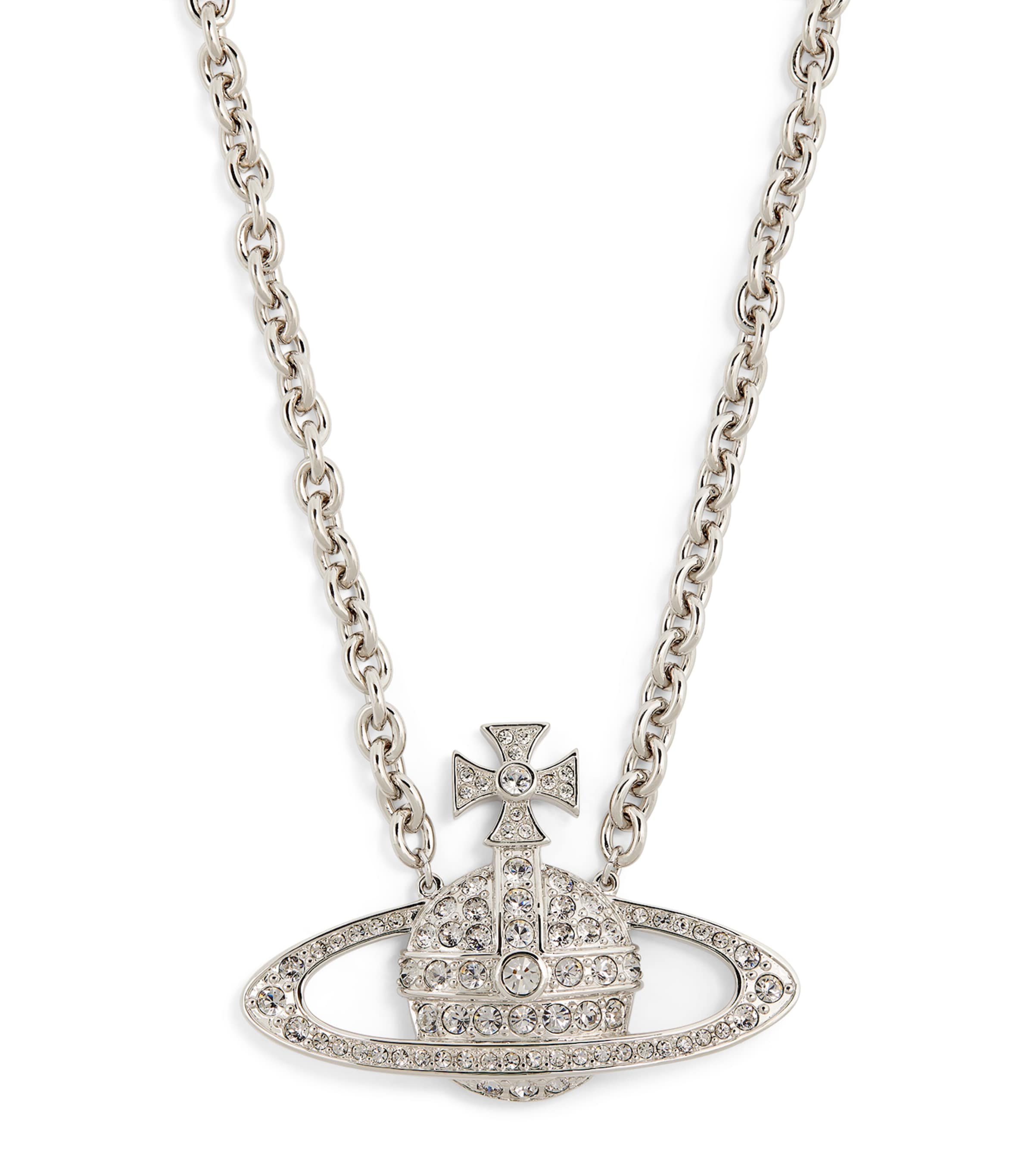 Vivienne Westwood Embellished Bas Relief Necklace Platinum/cystl Image 1