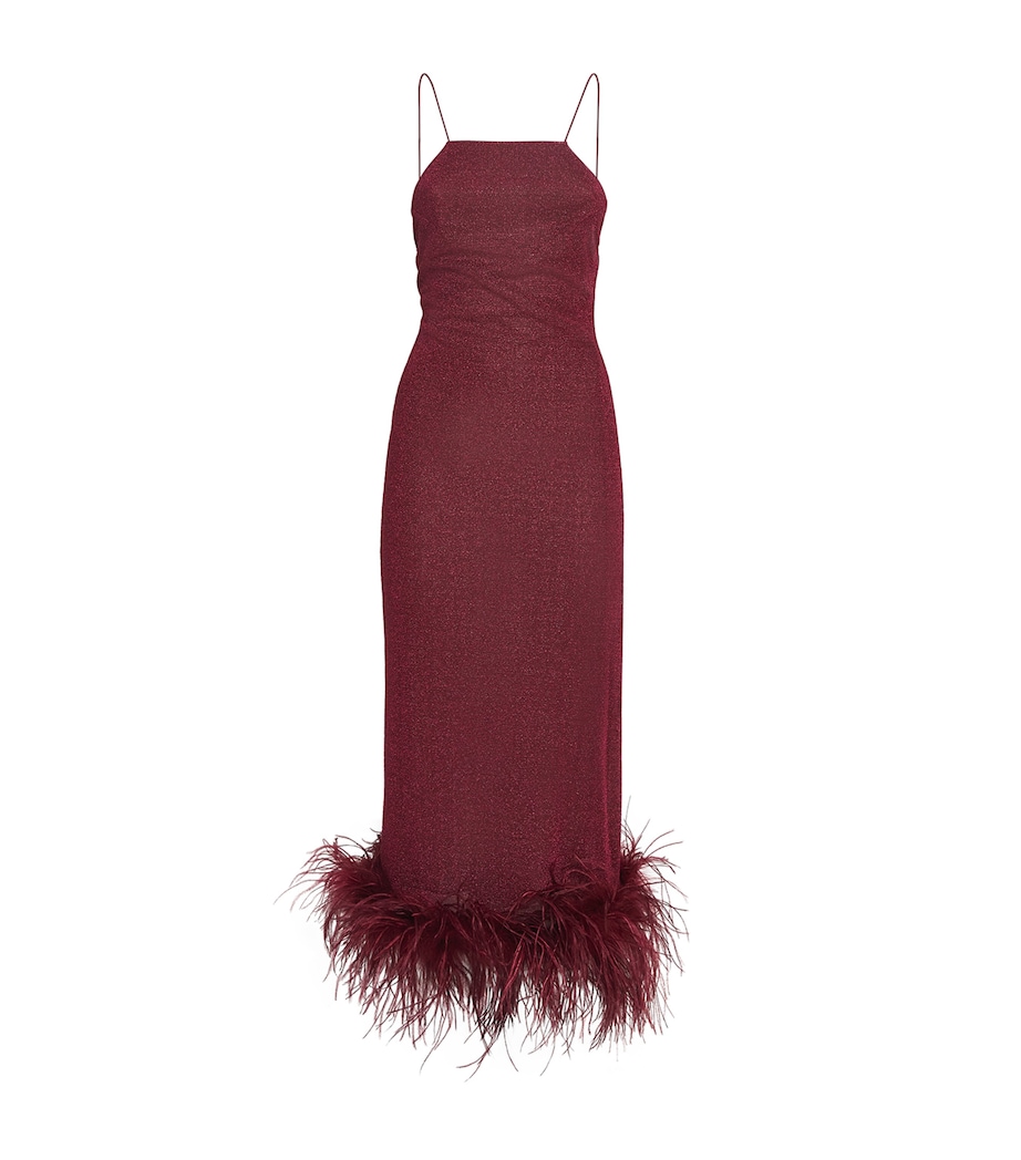 Lumière Feather Midi Dress BURGUNDY Image 1