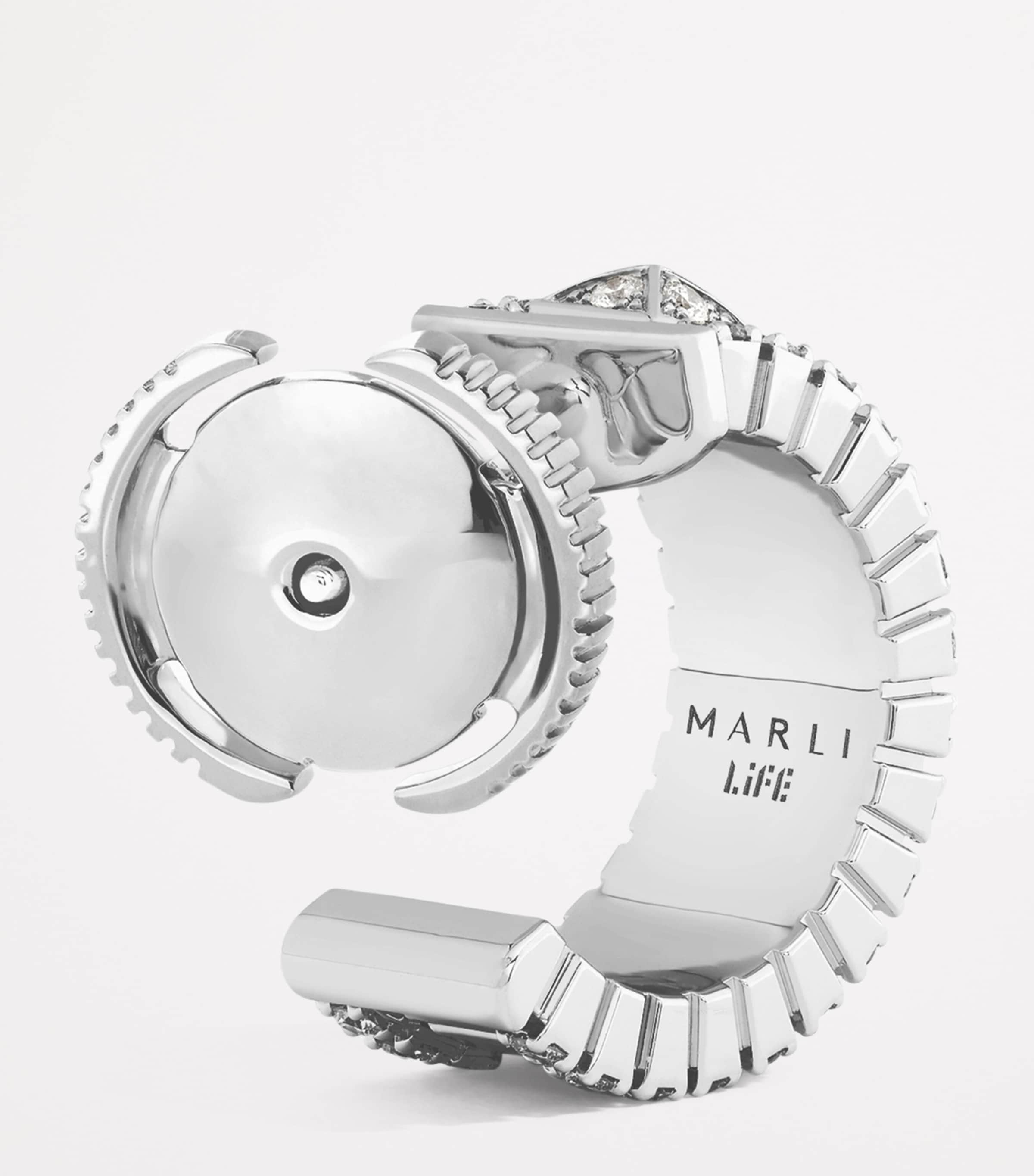 Mini White Gold and Diamond Life Hoop Earrings WHITE GOLD Image 3