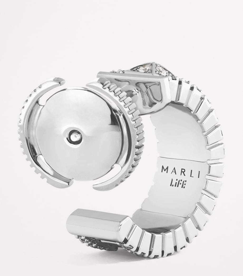 Mini White Gold and Diamond Life Hoop Earrings WHITE GOLD Image 3