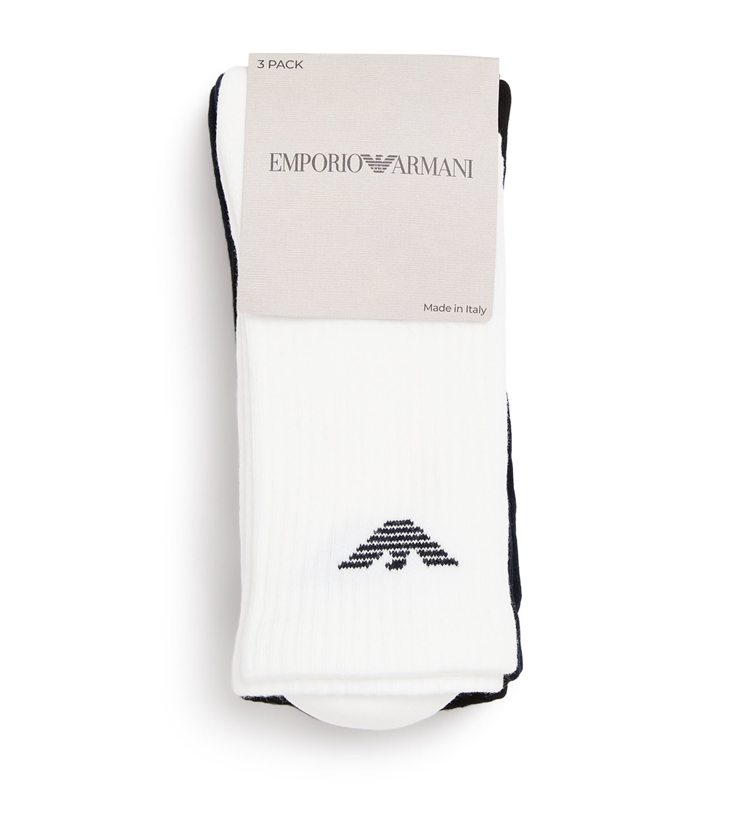 Emporio Armani Cotton-blend Logo Ankle Socks In White