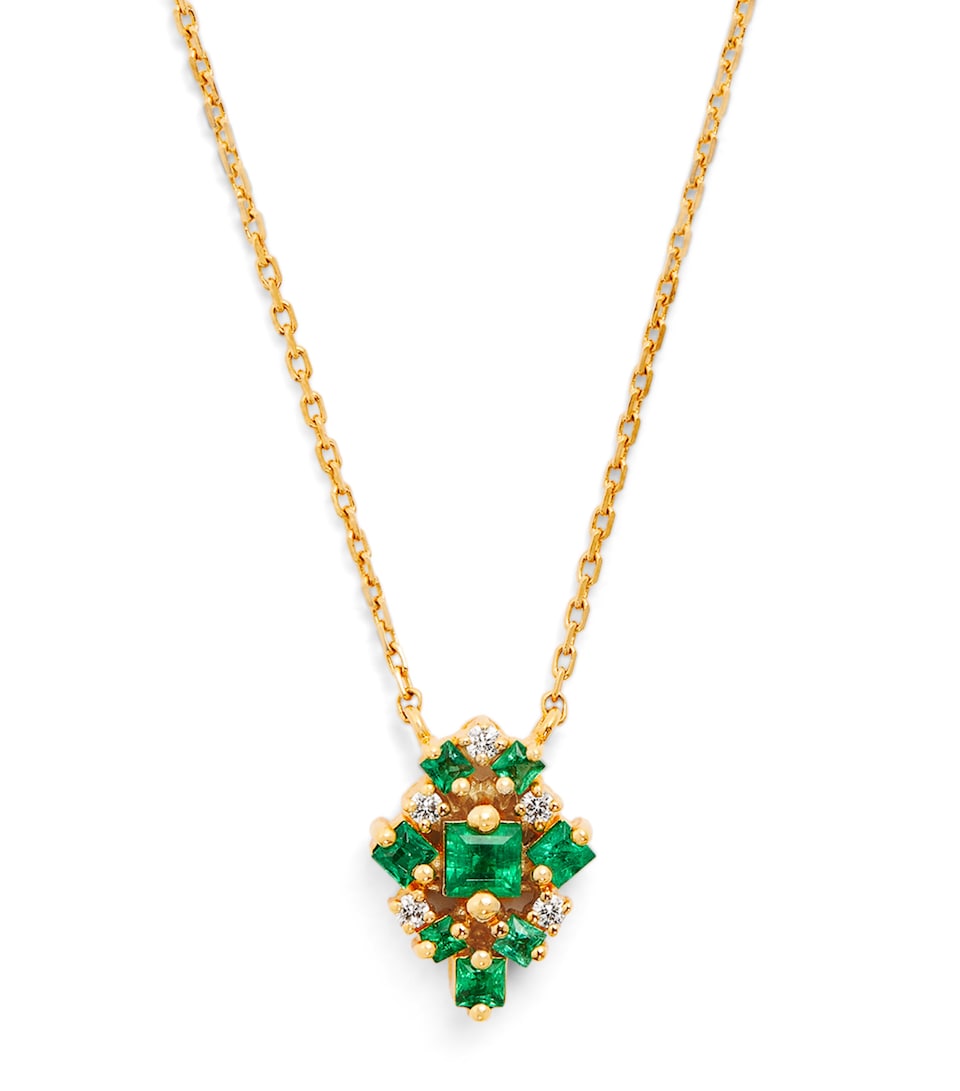 Suzanne Kalan Yellow Gold, Diamond and Emerald La Fantaisie Necklace Yg/emer