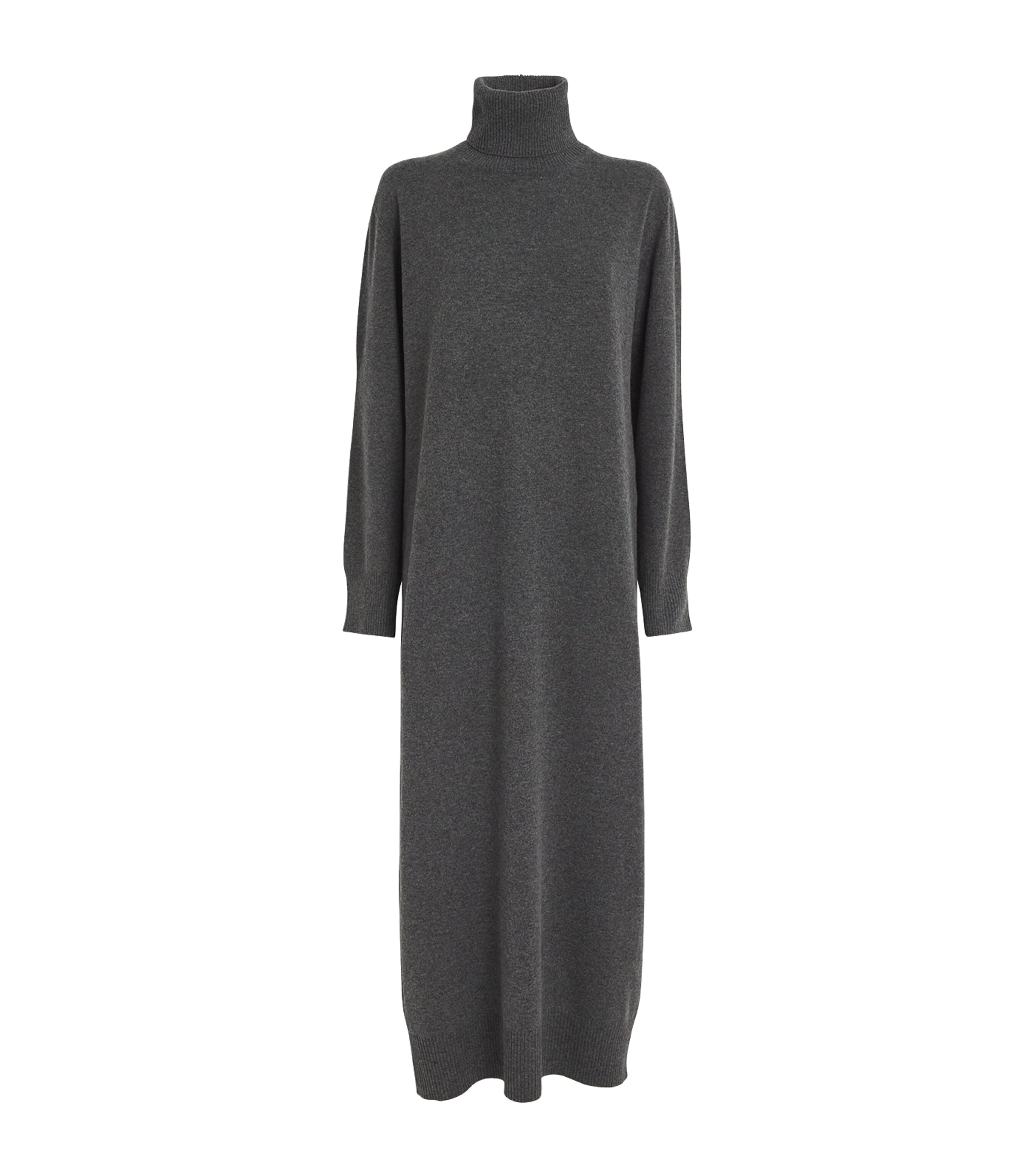 Fabiana Filippi Viscose Jersey Turtle Neck Dress In Grey