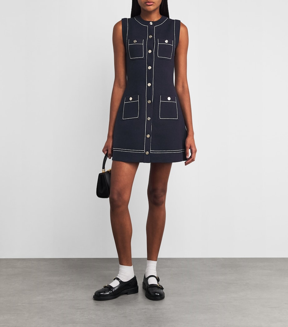 Constrast-Stitch Mini Dress NAVY Image 2