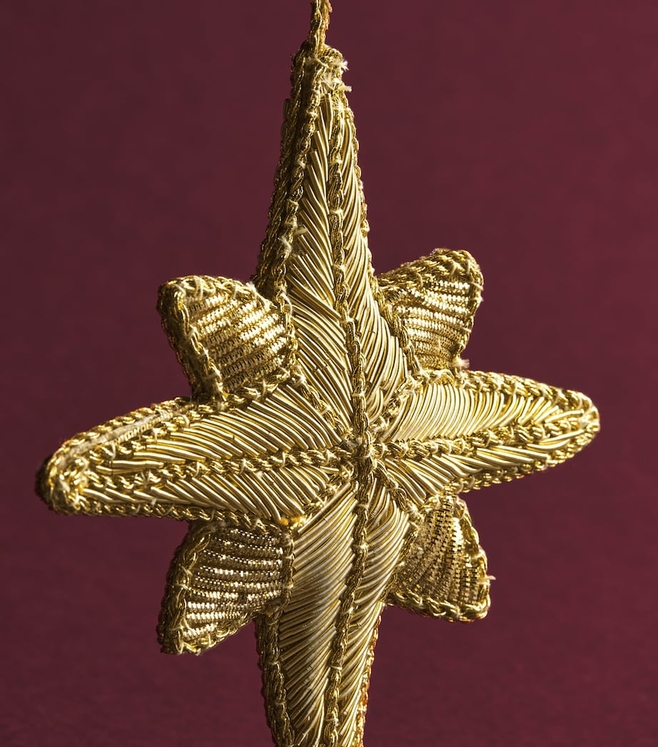 Harrods Beaded Star Tree Decoration Gold Image 2