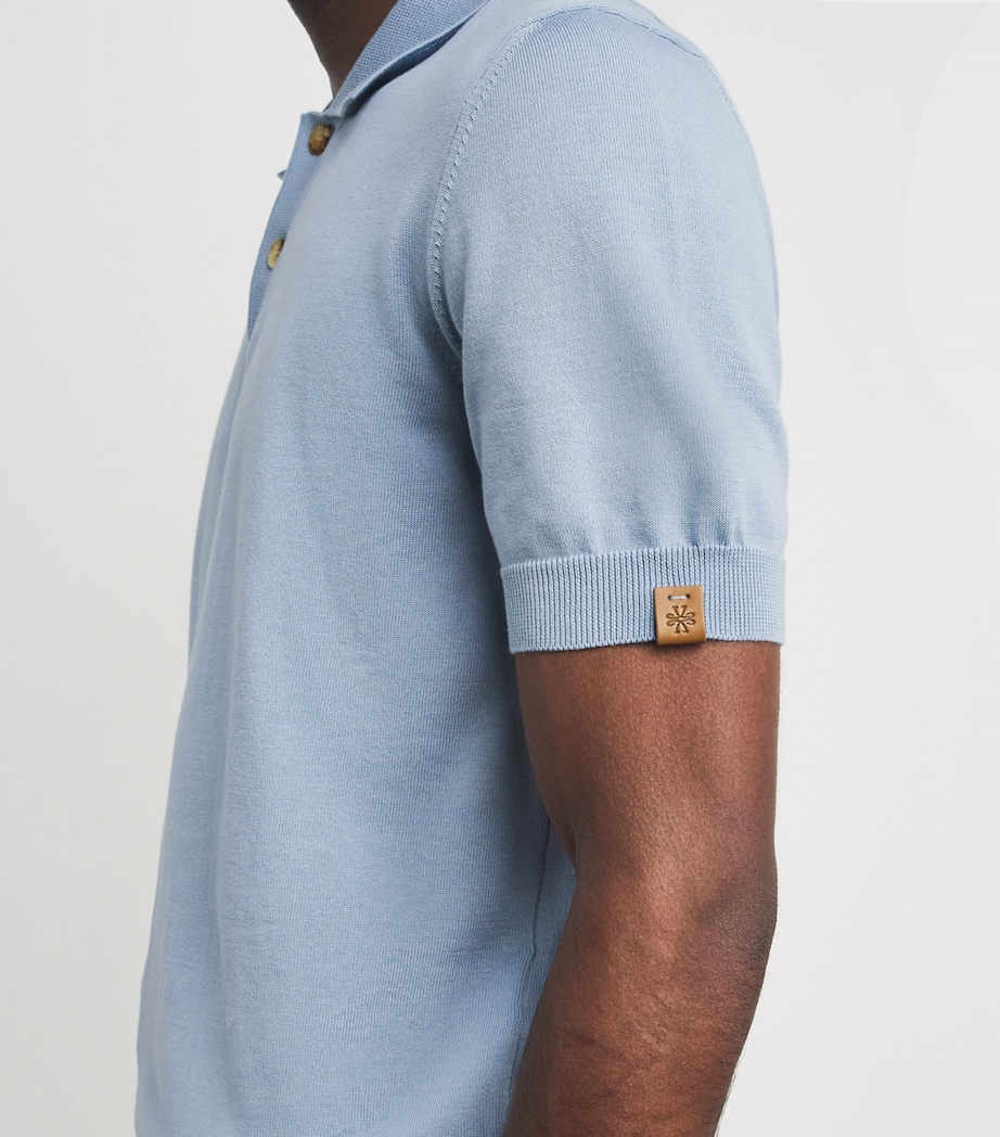 JACOB COHËN Mens Brushed Cotton Polo Shirt Azure Image 3