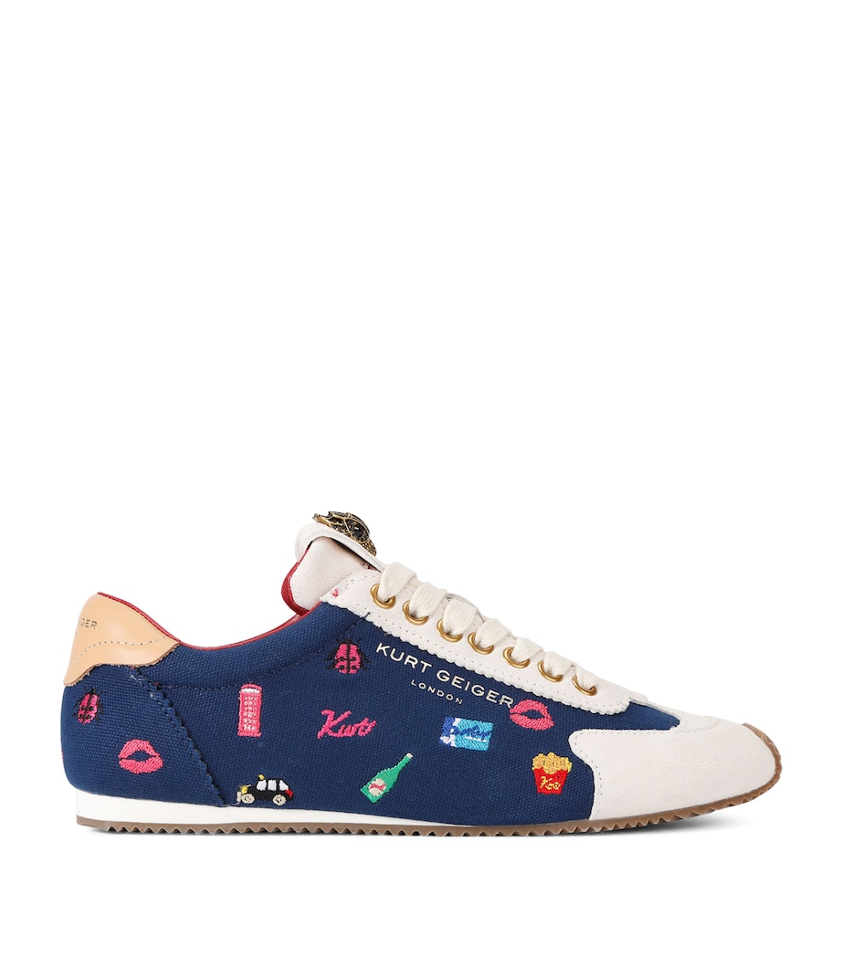 Kurt Geiger London Canvas Embroidered Islington Sneakers Navy Image 1