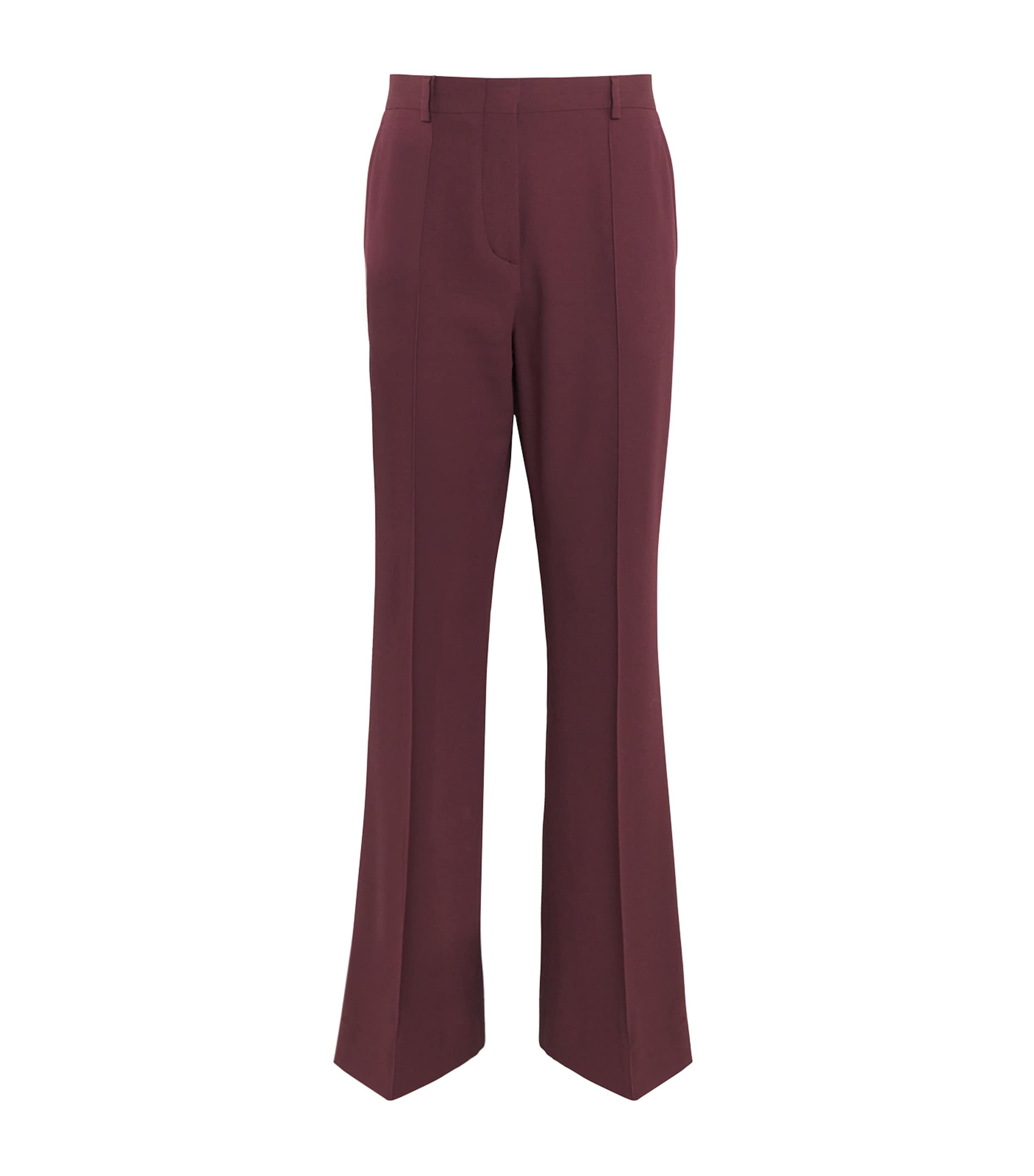 Brioni Silk-wool Flared Trousers In Burgundy