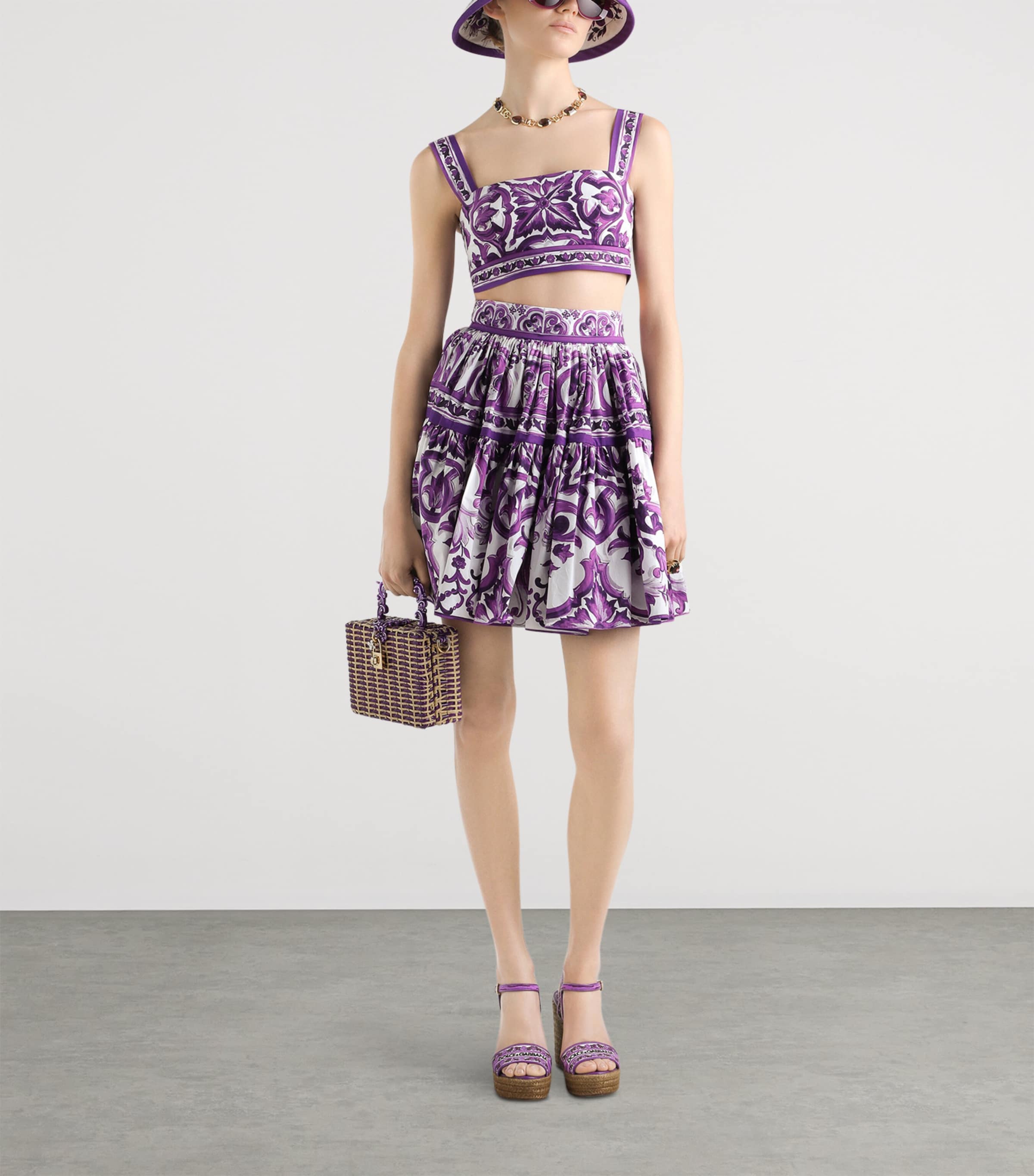 Majolica Print Mini Skirt I23TN-MAIOLICA 1 VIO Image 4