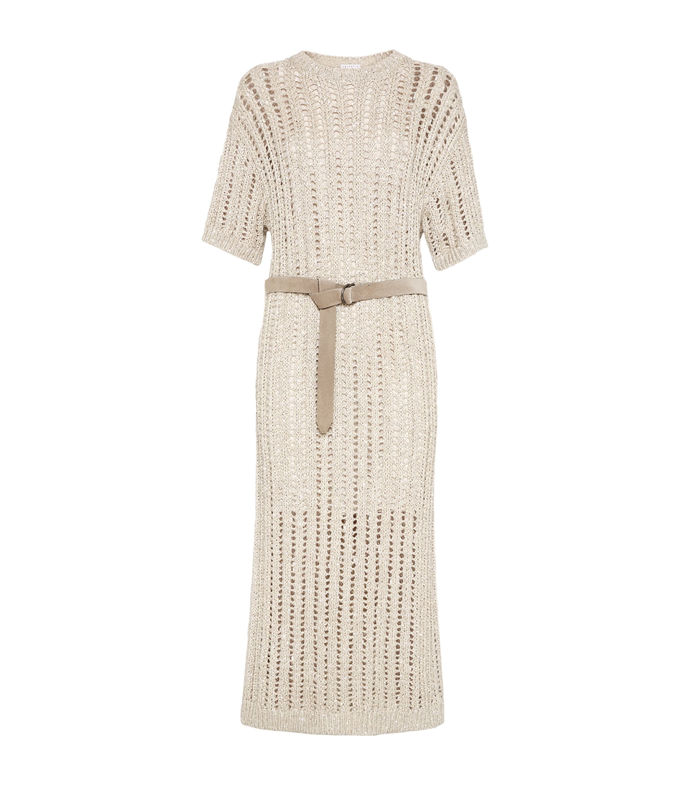 Brunello Cucinelli Beige Dazzling Dress In Beige