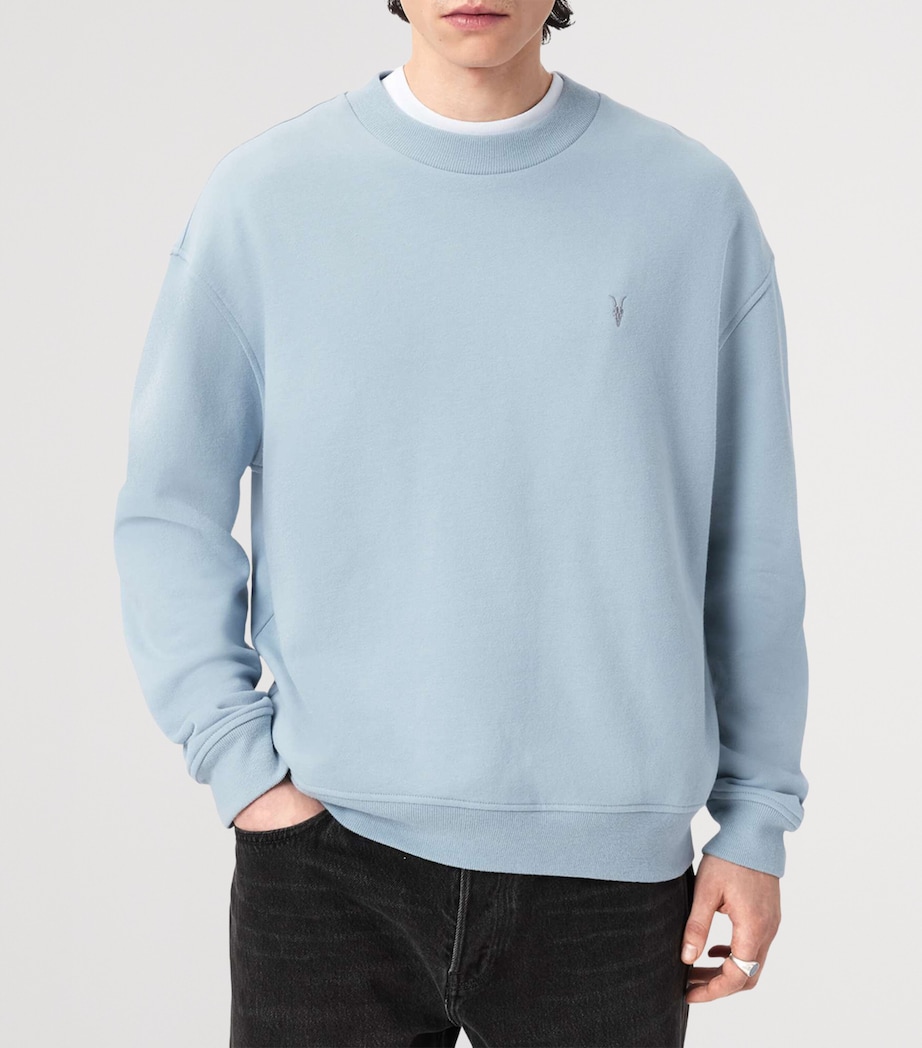 AllSaints Mens Organic Cotton Asher Sweatshirt Misty Blue Image 3