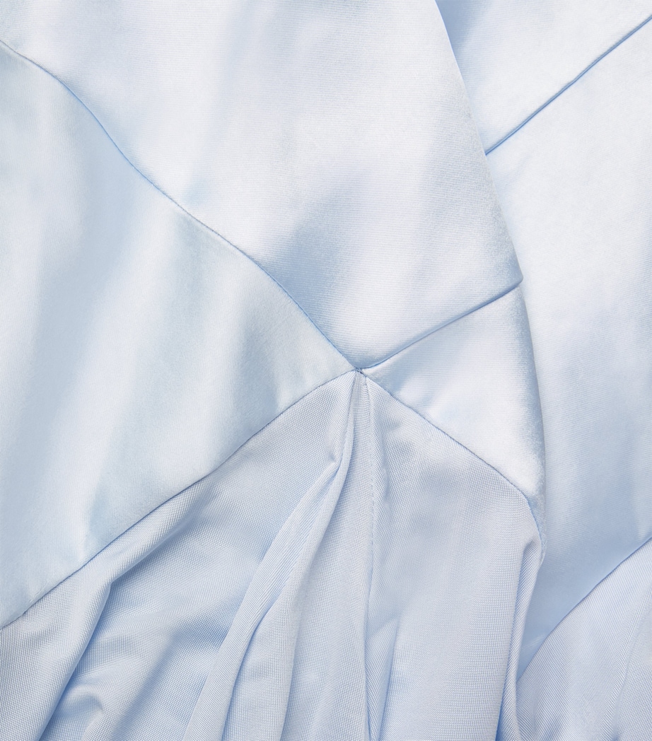 Self-Portrait Womens Satin Panelled Maxi Dress Blue Image 6