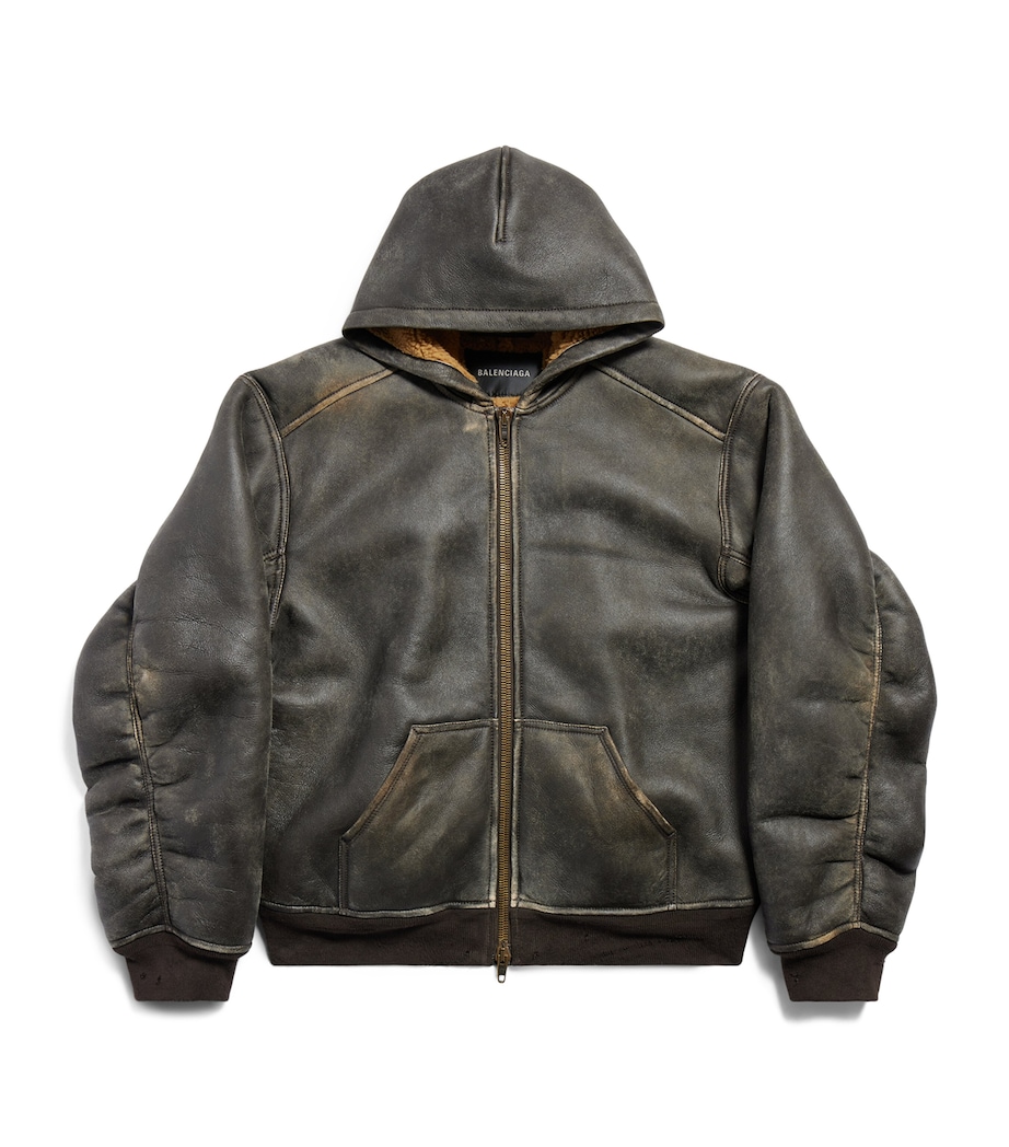 Oversized Hooded Leather Jacket 2506 Image 1
