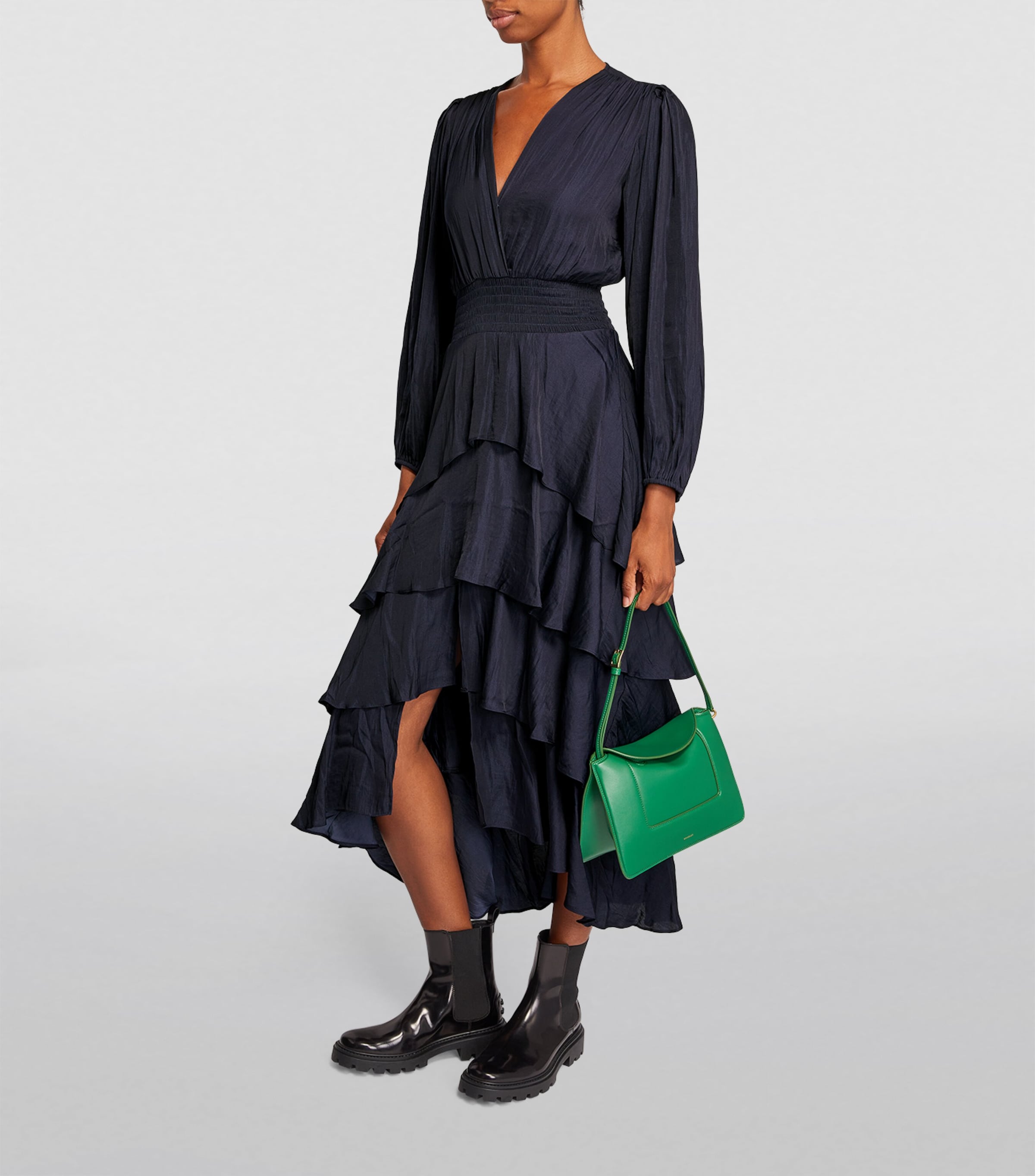 Ruffled Midi Dress NAVY Image 2