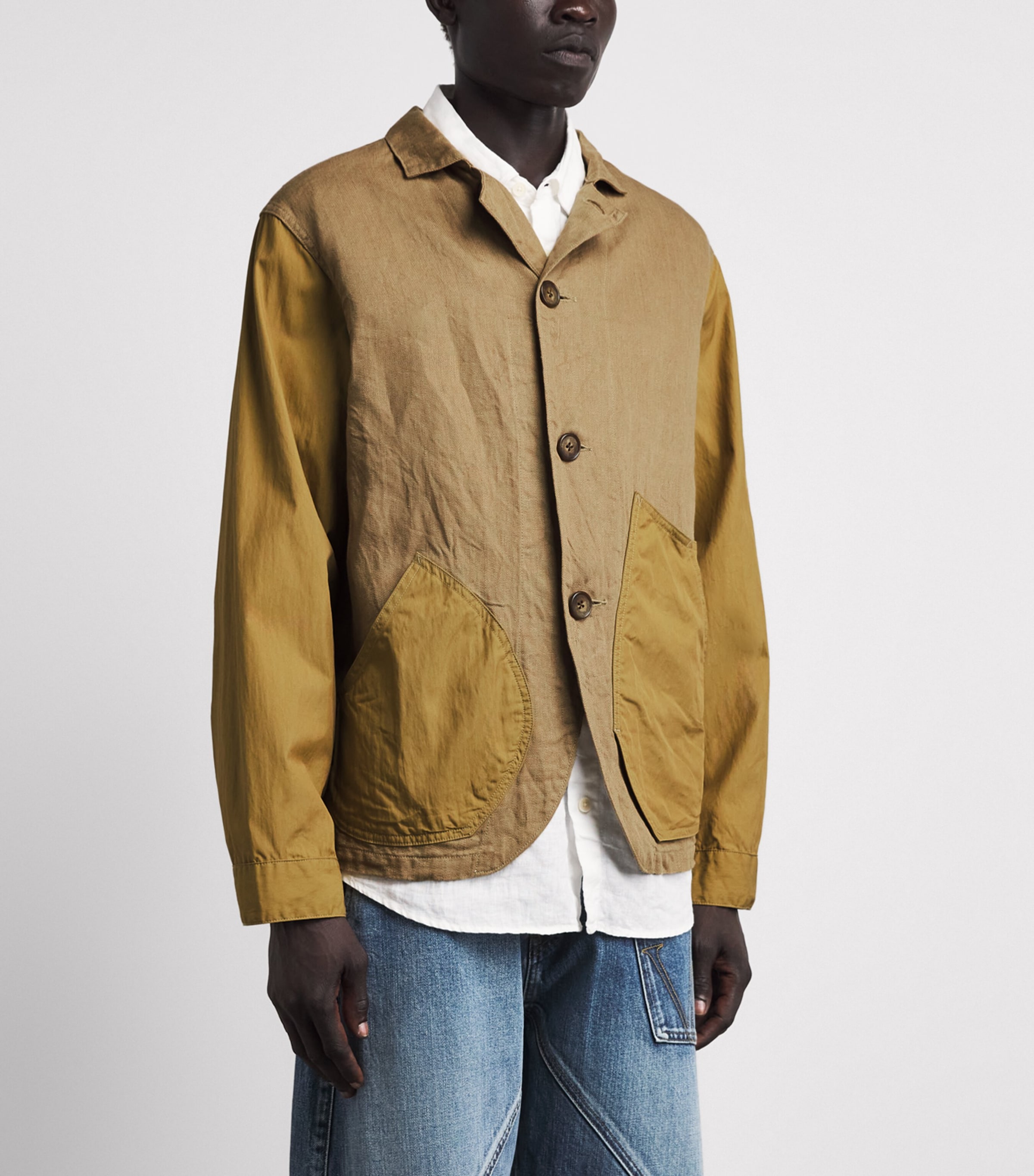 Kapital Mens Linen Ringoman Overshirt Beige Image 4