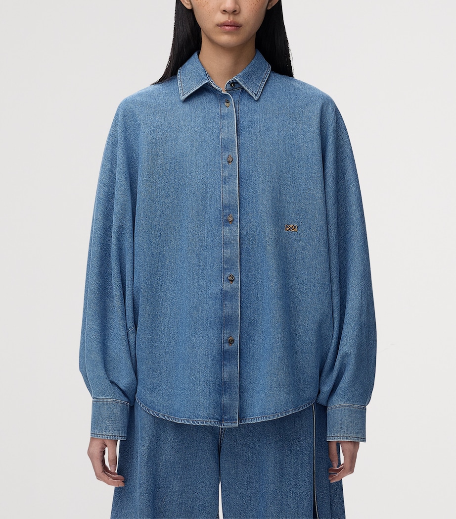 LOEWE Womens Oversized Denim Shirt Light Blue Image 3