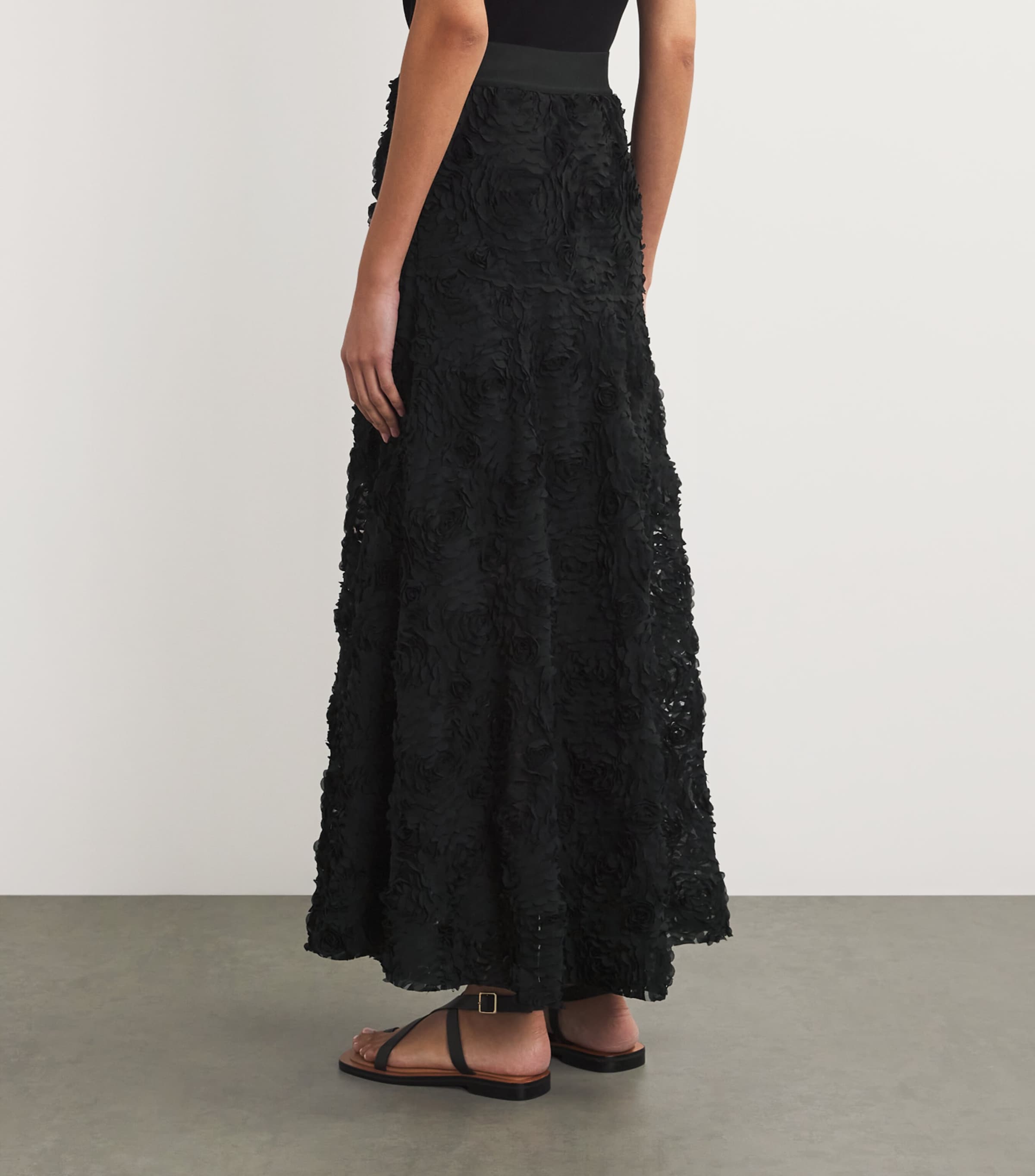 Maje Black Tulle Embroidered Maxi Skirt | Harrods UK