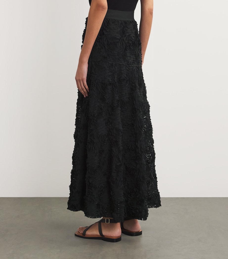 Tulle Embroidered Maxi Skirt BLACK Image 4