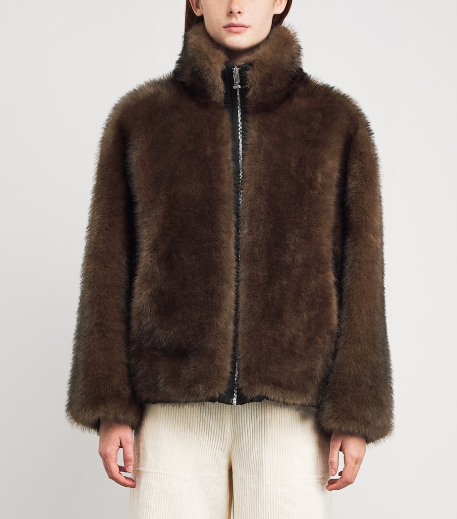 Faux Fur Reversible Coat BROWN Image 3