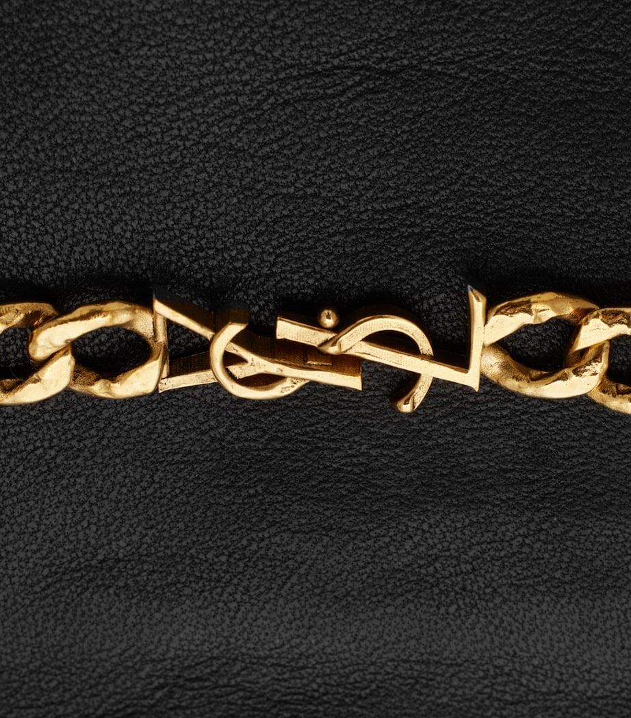 Leather Cashmere-Lined Chain-Detail Gloves 1080 Image 2