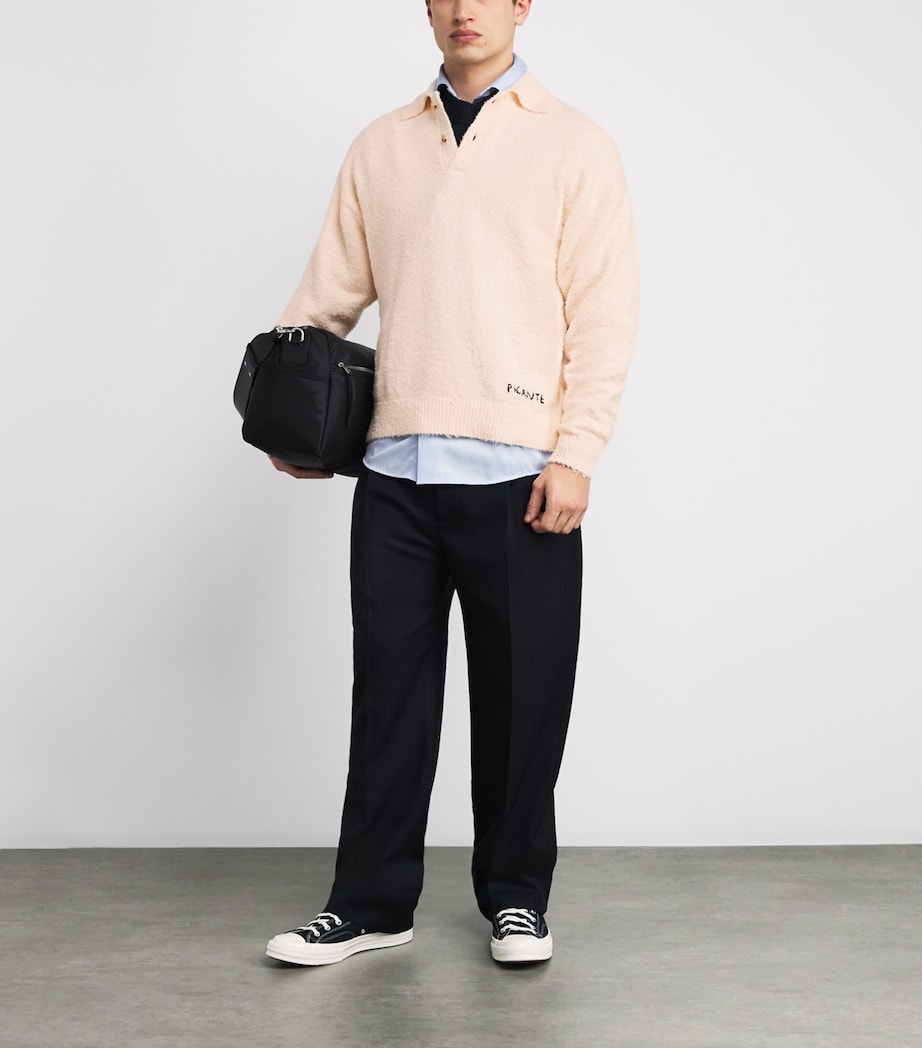 Cotton-Blend Shaggy Polo Shirt IVORY Image 2