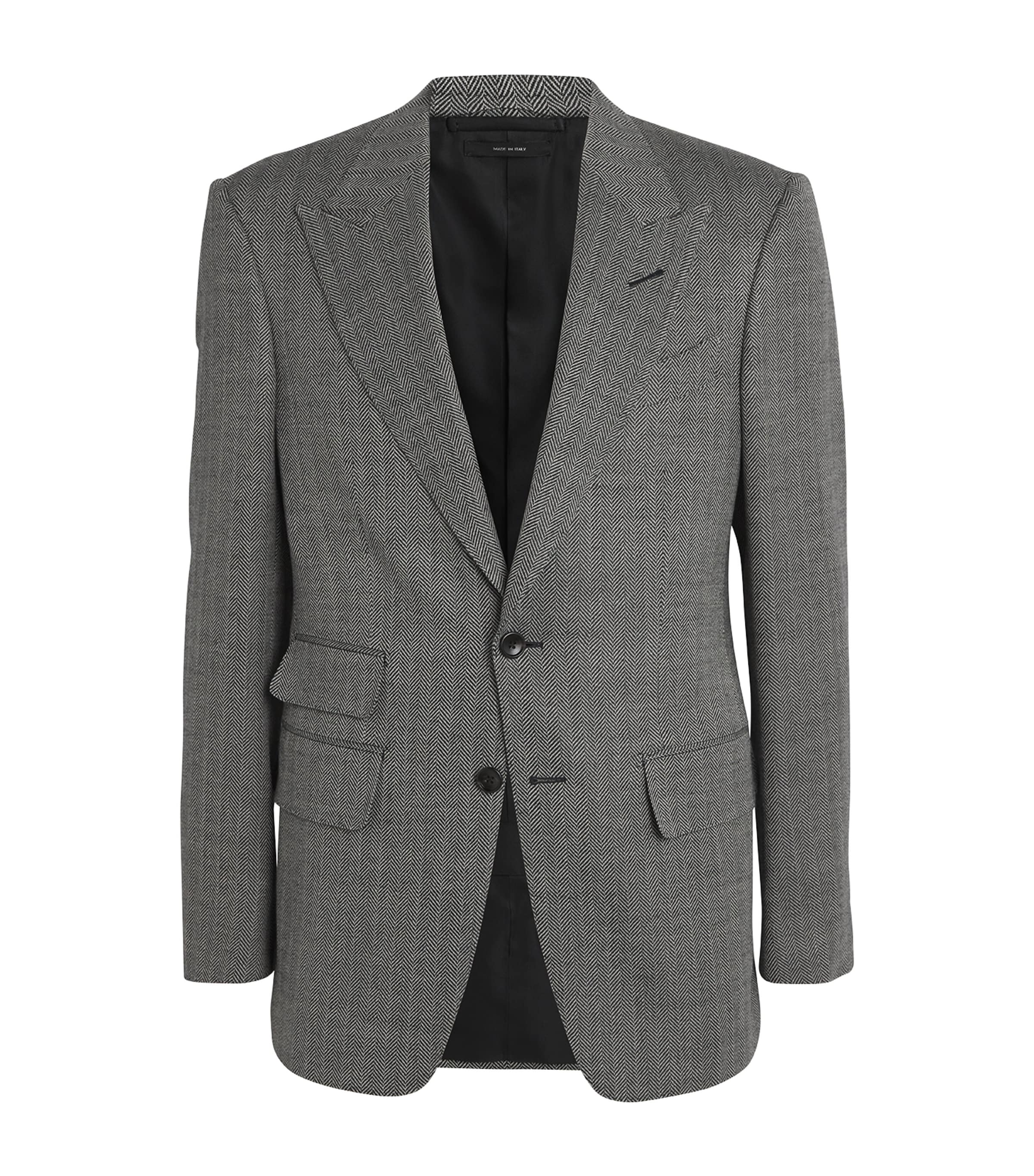 Tom Ford Wool-blend Herringbone Shelton Blazer In Gray