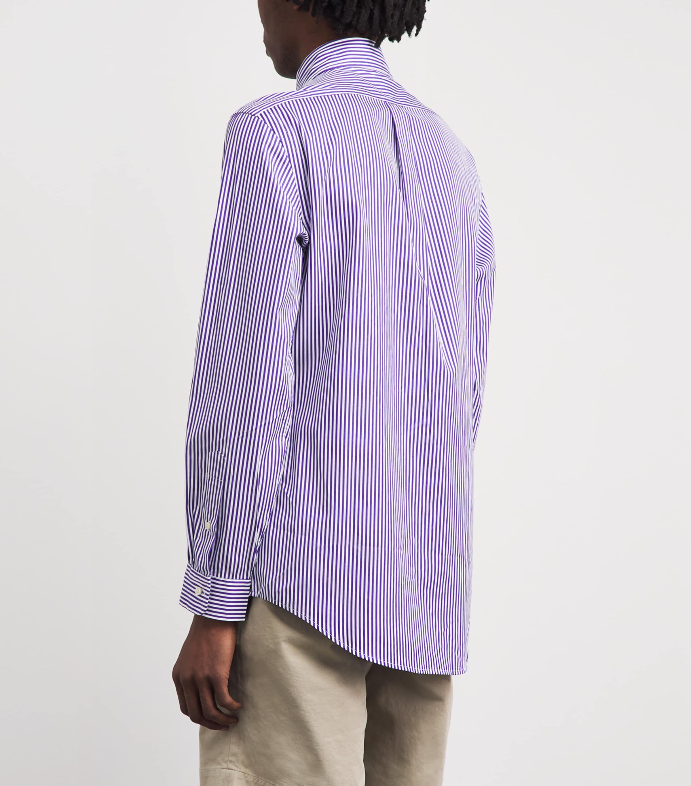 Polo Ralph Lauren Mens Cotton Poplin Custom Fit Stripe Shirt Wht Cbana Prpl Image 5
