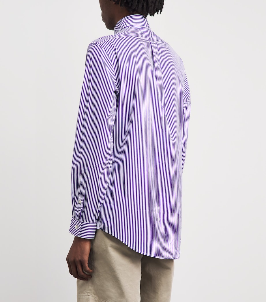 Polo Ralph Lauren Mens Cotton Poplin Custom Fit Stripe Shirt Wht Cbana Prpl Image 5
