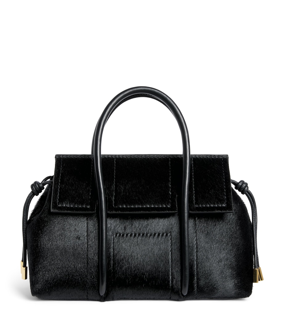 Harrods Small Calf Hair Marcie Shoulder Bag Black Image 1