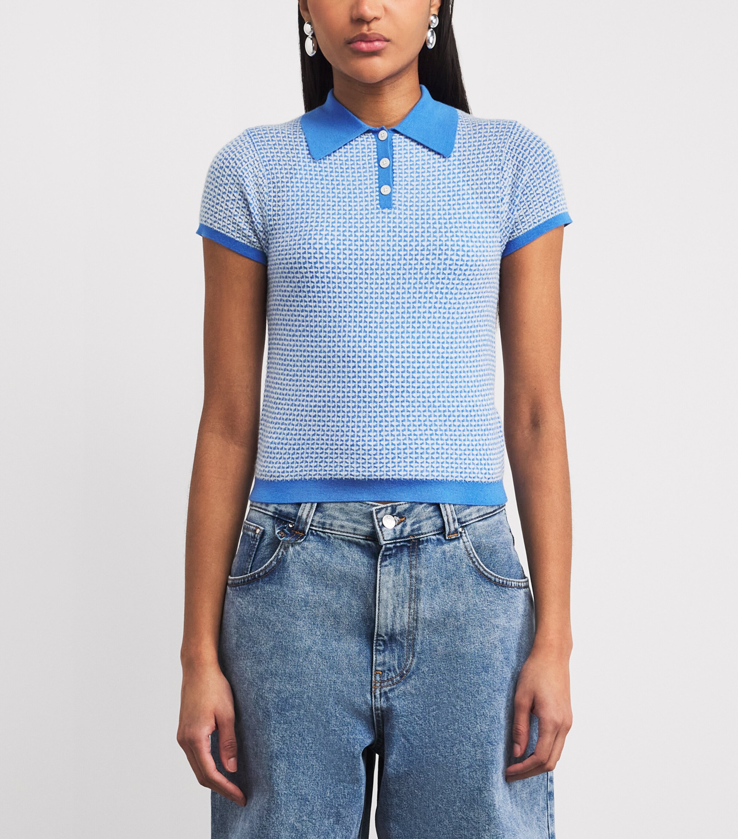 Guest In Residence Blue Cashmere Shrunken Polo Shirt | Harrods US