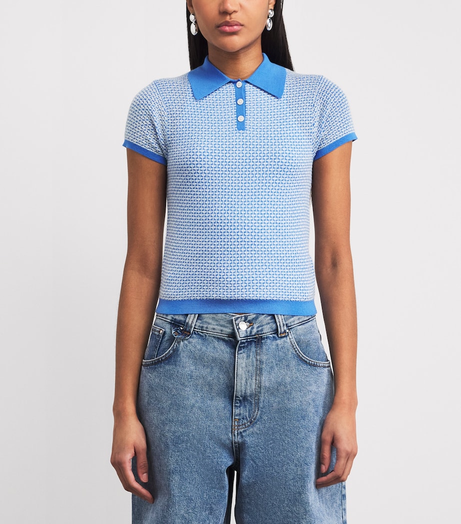 Guest In Residence Womens Cashmere Shrunken Polo Shirt Saico Sail Combo Image 4