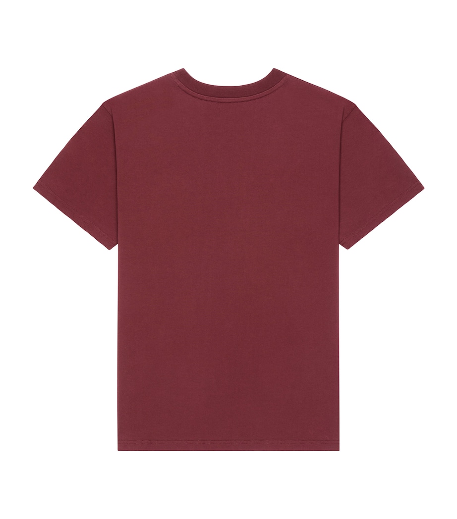 Cotton Embroidered Logo T-Shirt BURGUNDY Image 2