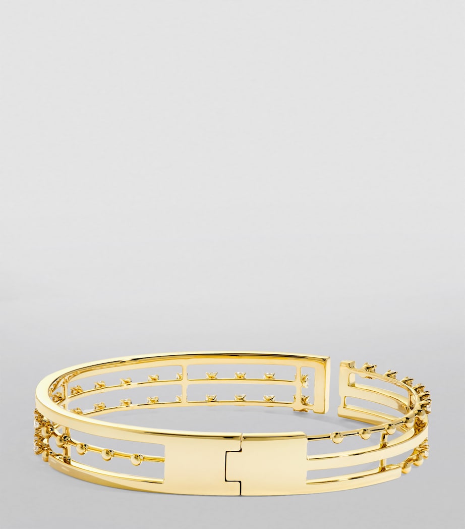 Large Yellow Gold and Diamond Avenues Bangle YELLOW GOLD Image 2