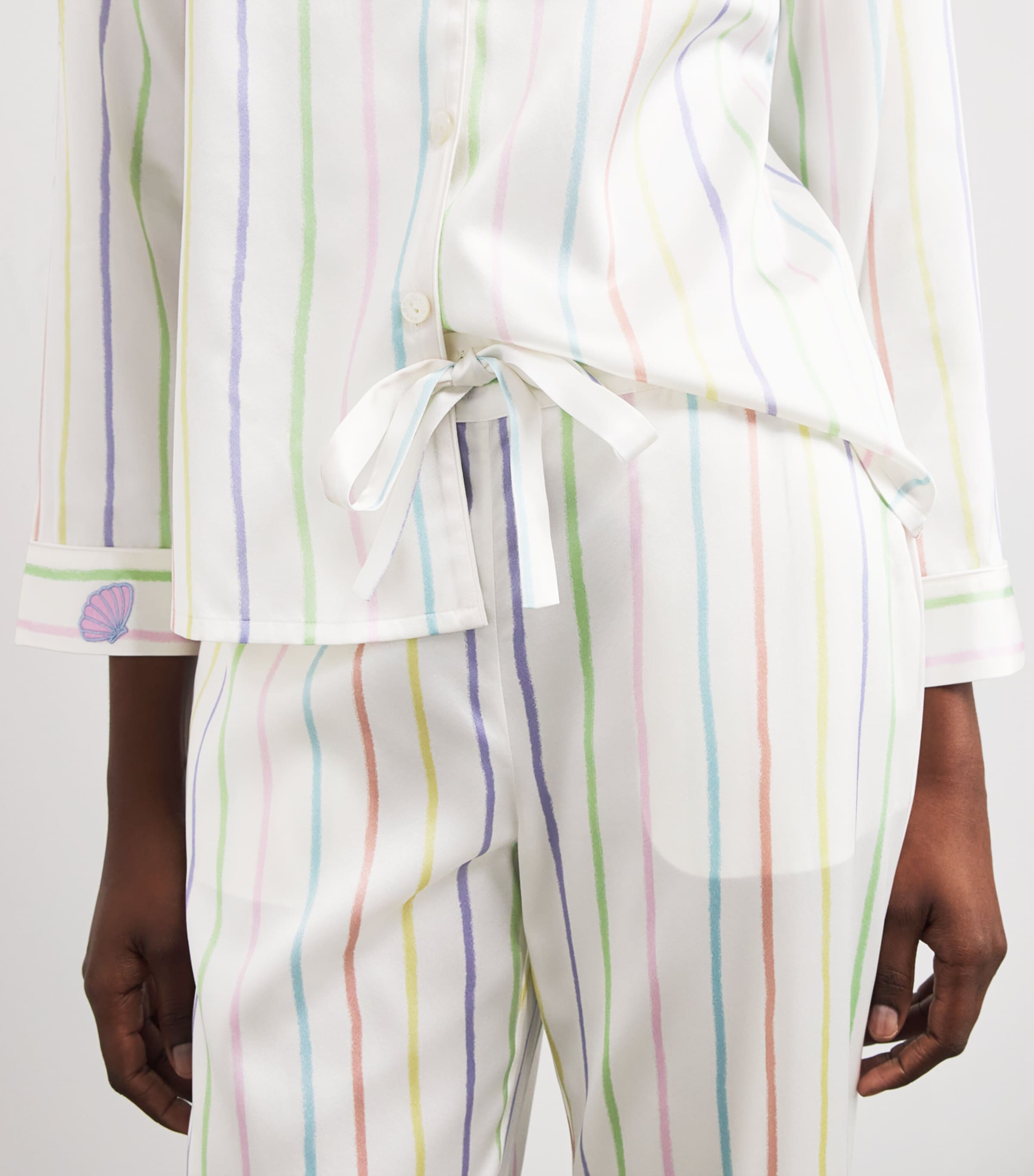 Silk-Blend Ocean Stripe Pyjama Set OCEAN STRIPE Image 6
