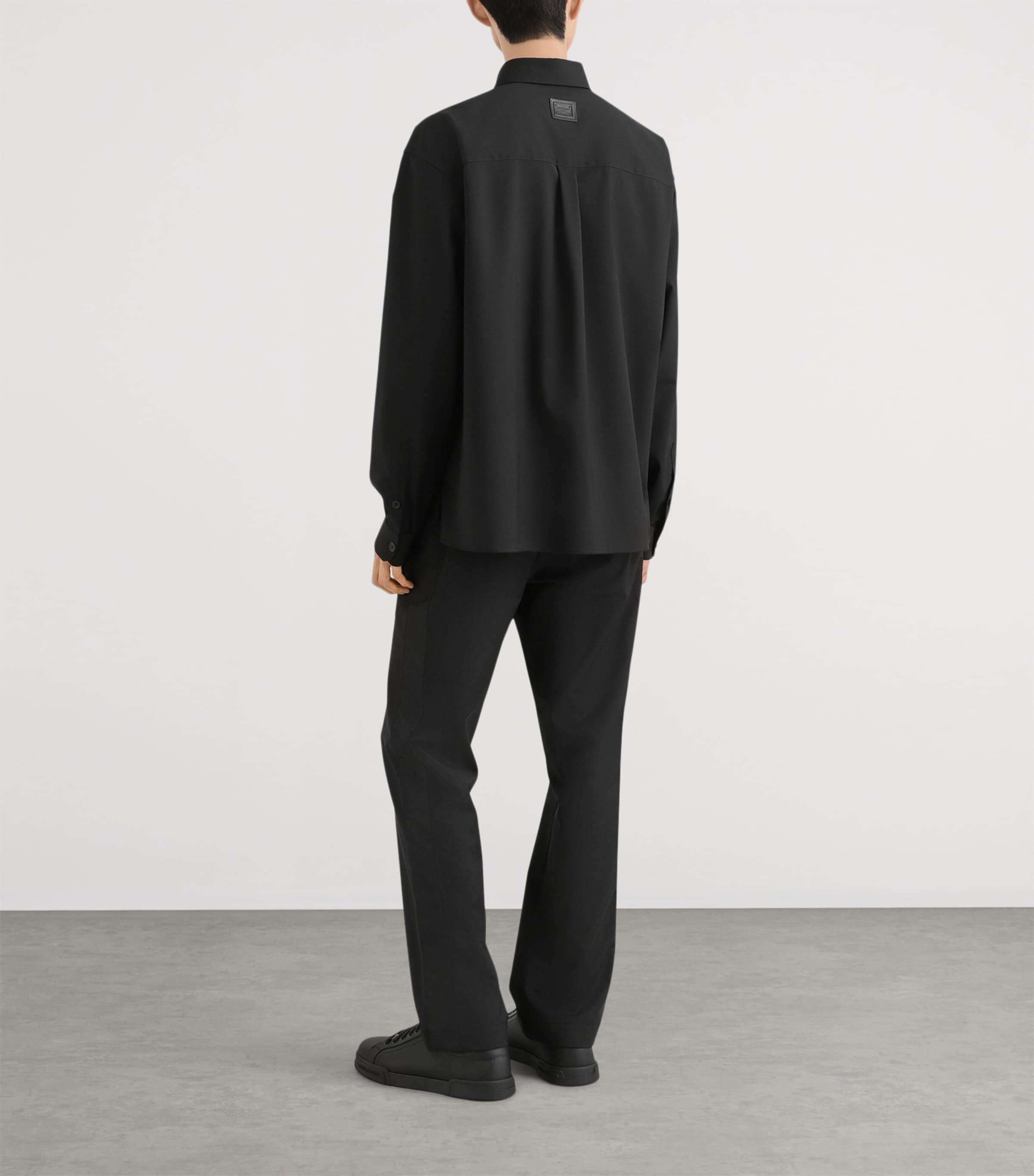 Dolce&Gabbana Mens Wool-Blend Canvas Shirt Black Image 3