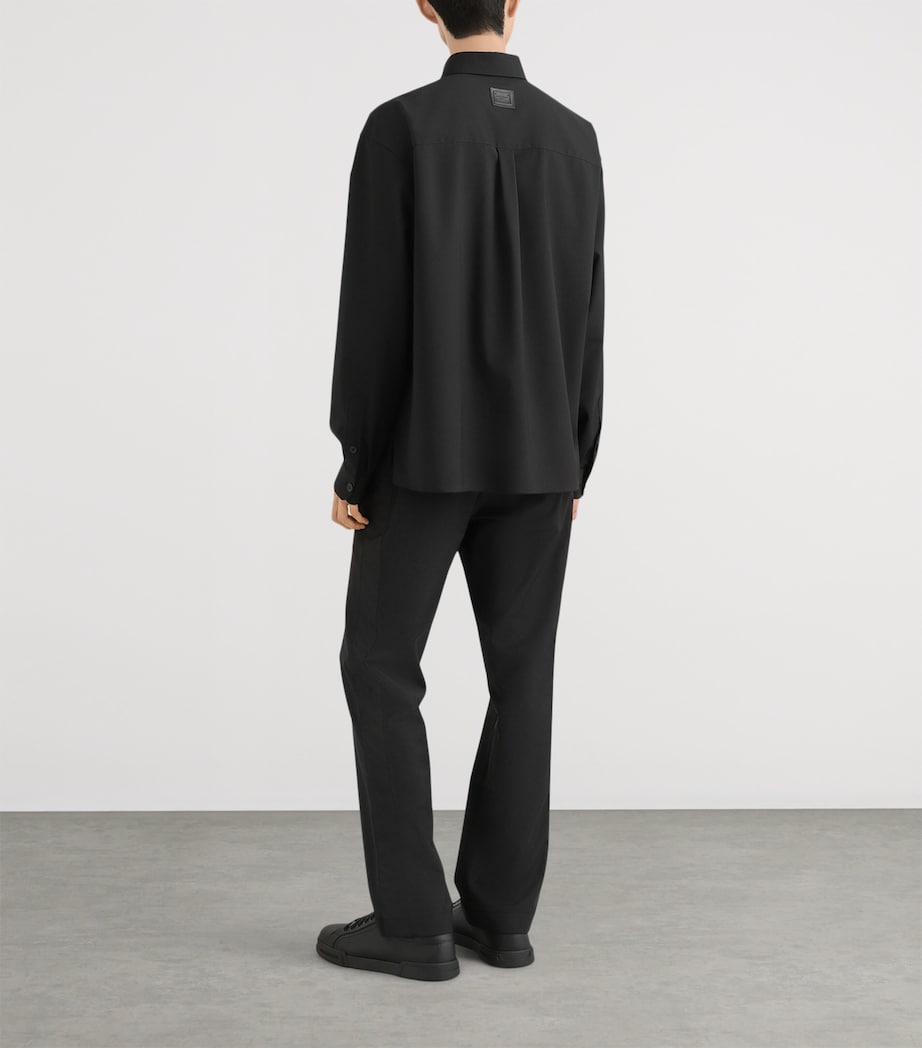 Dolce&Gabbana Mens Wool-Blend Canvas Shirt Black Image 3
