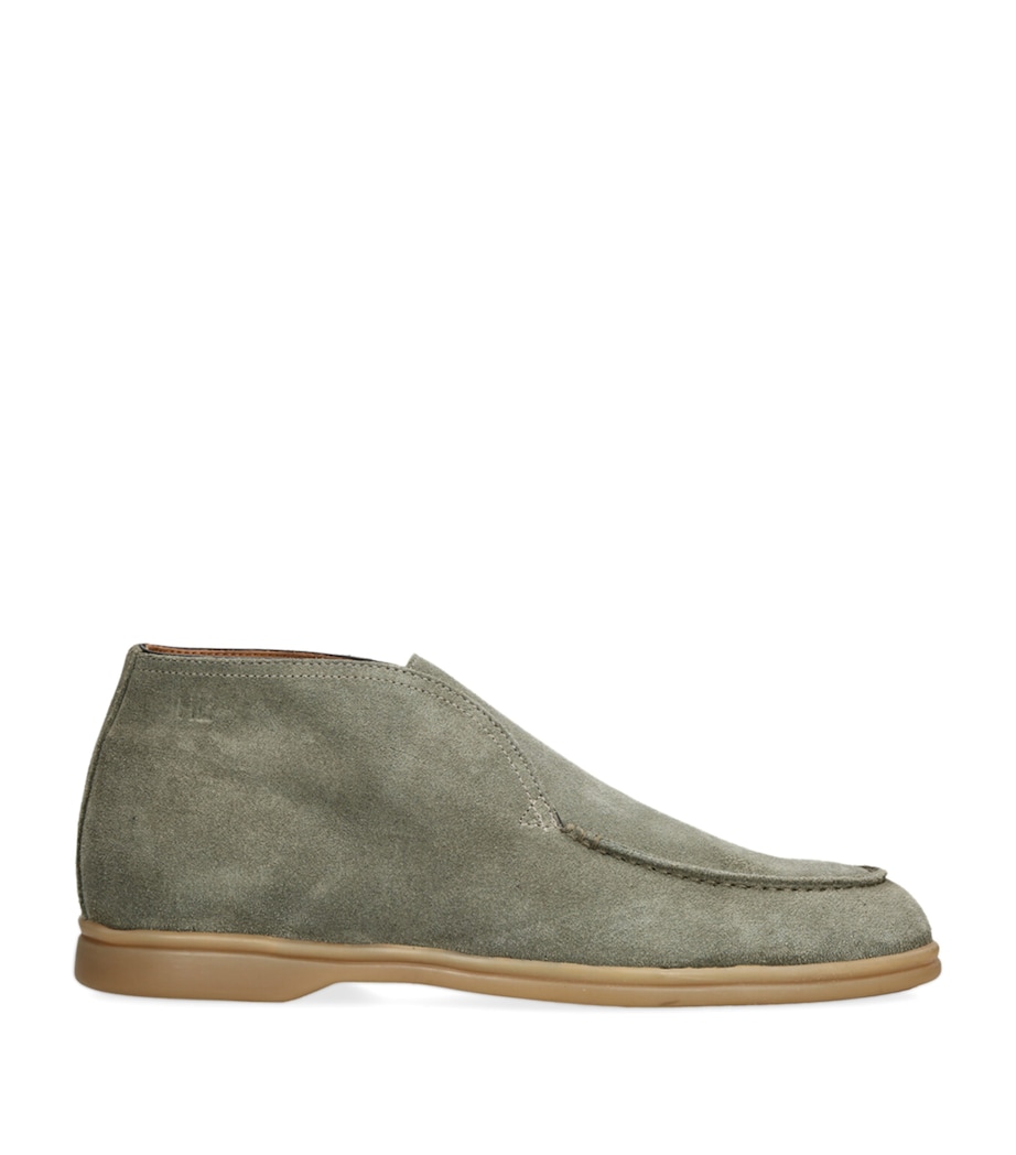 Suede Rain-Resistant Tower Ankle Boots GREEN Image 1