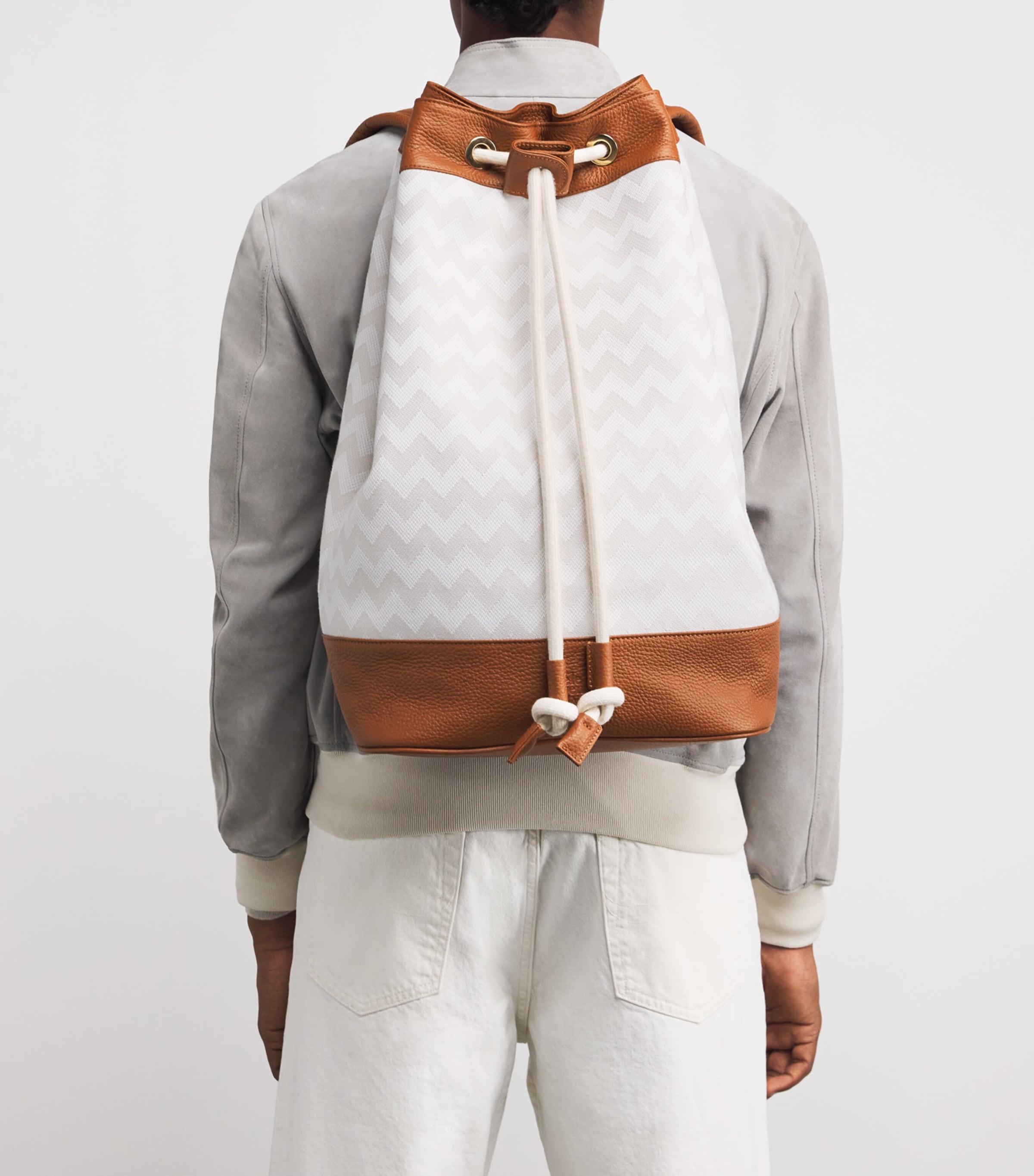 Cotton Canvas Backpack BIANOC, BEIGE E CAMM Image 6